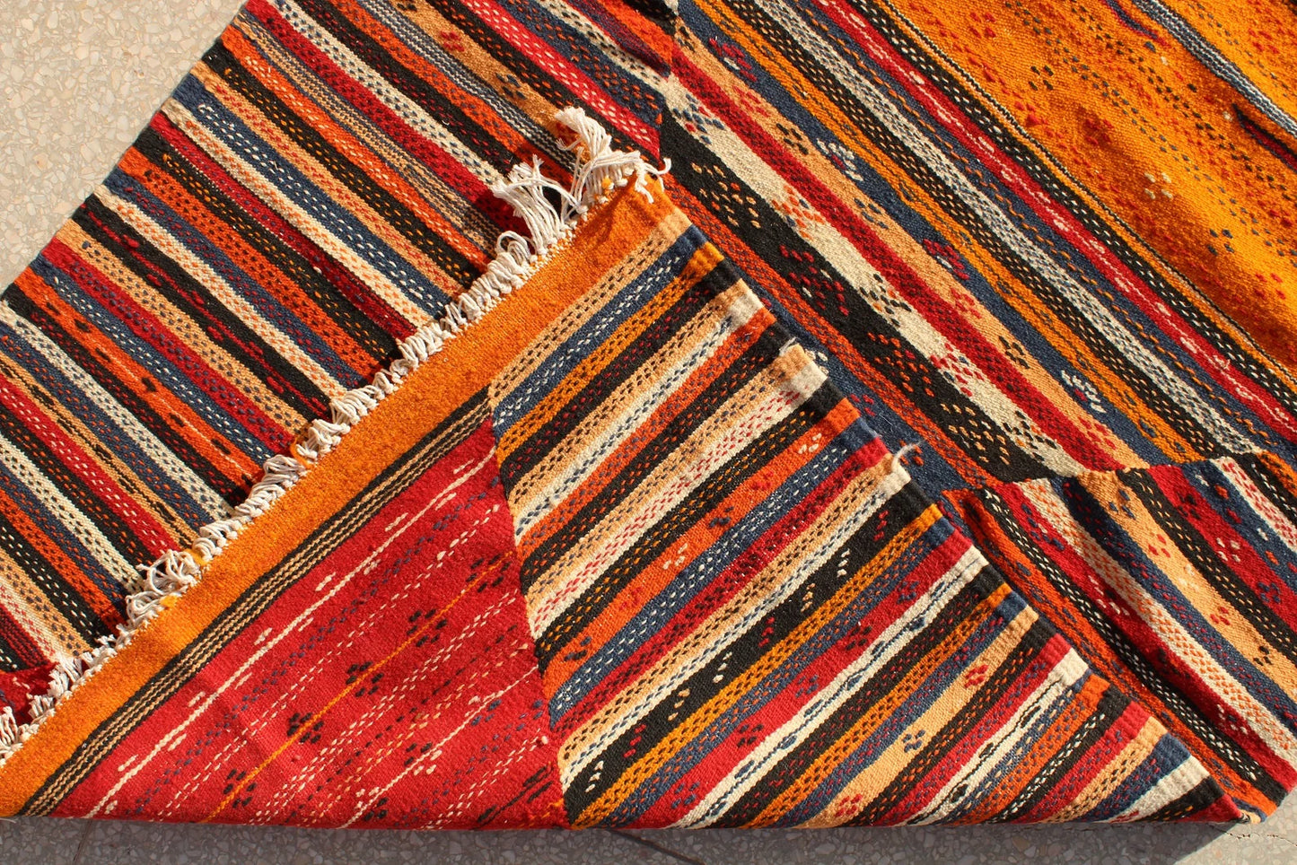 Wool Kilim Rug Morocco Flat Weave 9X12 Authentic Design