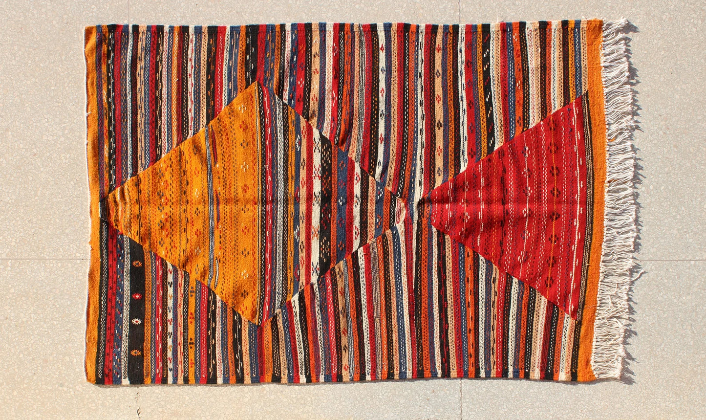 Wool Kilim Rug Morocco Flat Weave 9X12 Authentic Design