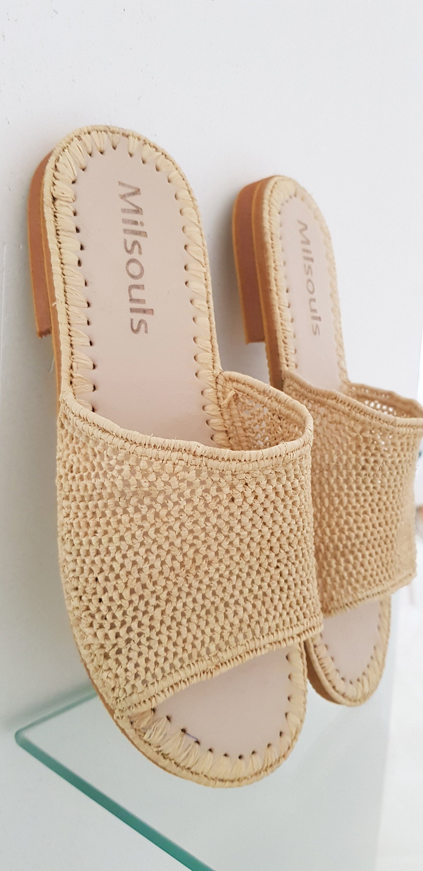 Raffia Shoes Handmade Sandals Summer Mules Moroccan Shoes Raphia Flats Babouch