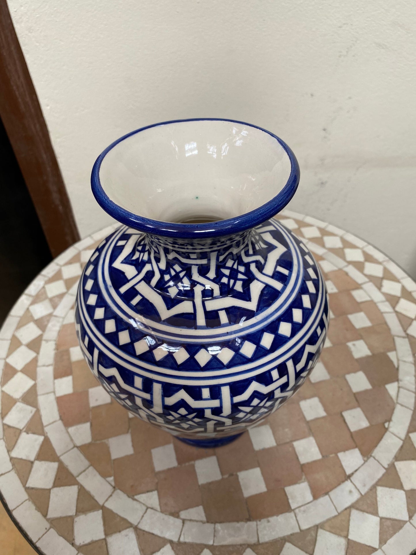 Moroccan Ceramic Vase from Fes, Handmade and Hand Painted. Moroccan Ceramic Vase, Handmade and Hand Painted