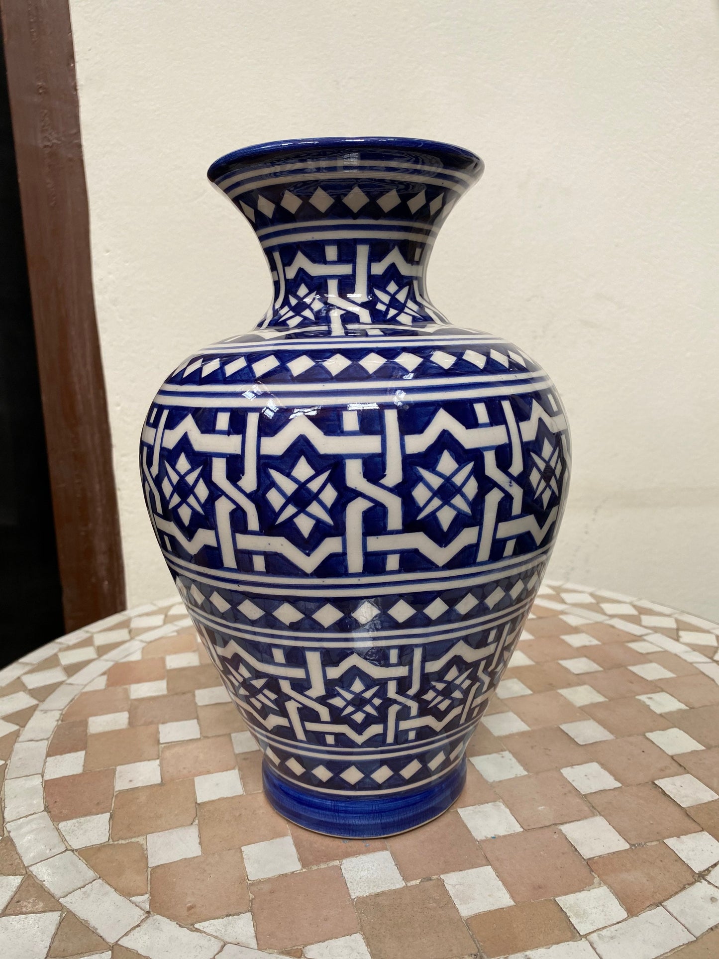 Moroccan Ceramic Vase from Fes, Handmade and Hand Painted. Moroccan Ceramic Vase, Handmade and Hand Painted