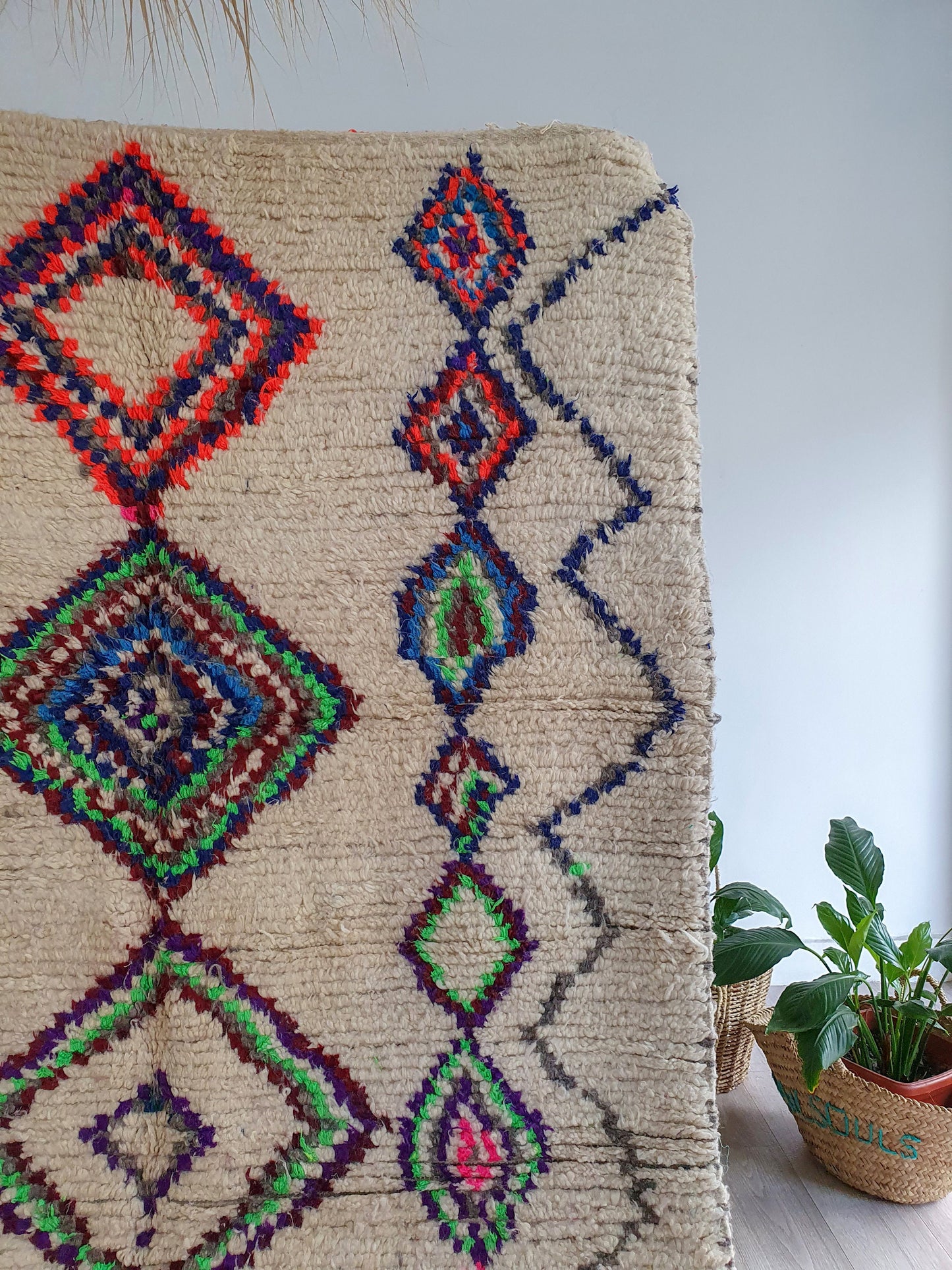 Handmade Wool Rug Colorful Rug Soft Handwoven Rug Beni Ourain Rug Classic Moroccan Carpet