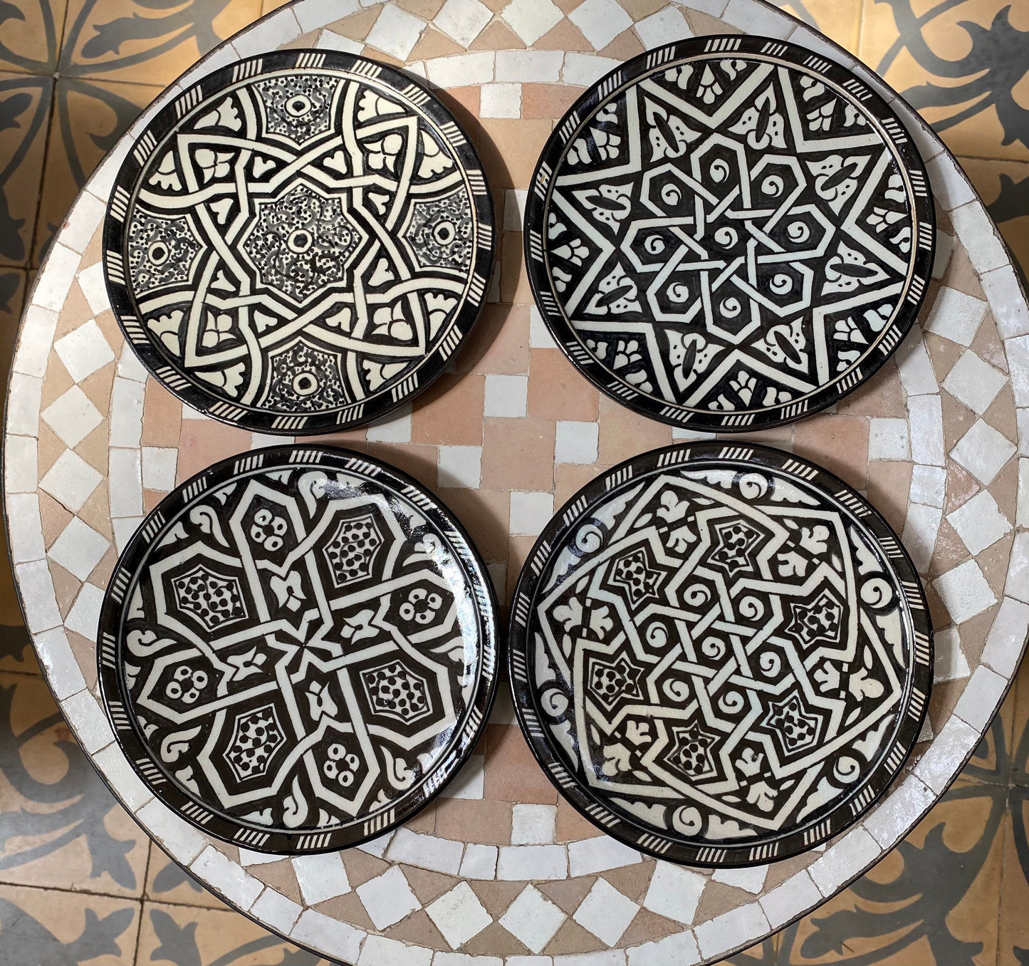 Set of 4 Moroccan Ceramic Dessert Plates Handmade.Set of 4 Moroccan Ceramic Dessert Dish Handmade