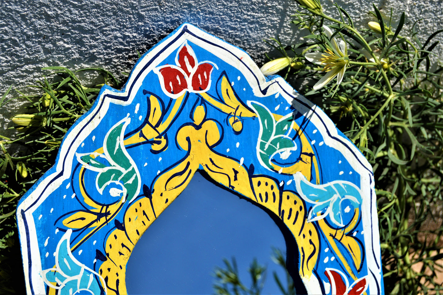 Wall Decor Mirror Wall Mirror Colorful Wood Decorative Small Mirror Boho Mirror Decorative Mirror Hand Painted Mirror