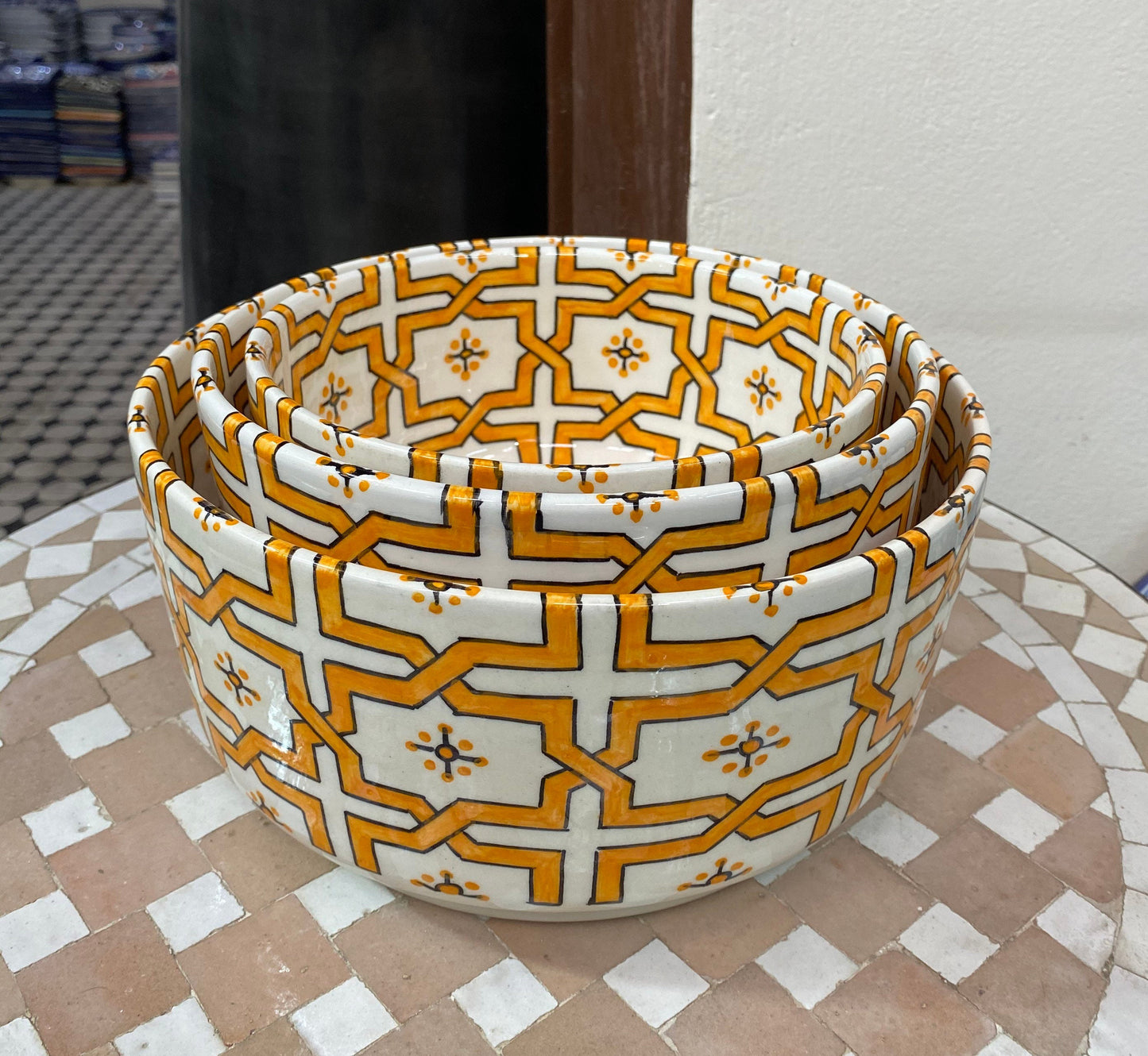 Fes Ceramic Salad Bowl, Handmade and Hand-Painted/ Salad Bowl.