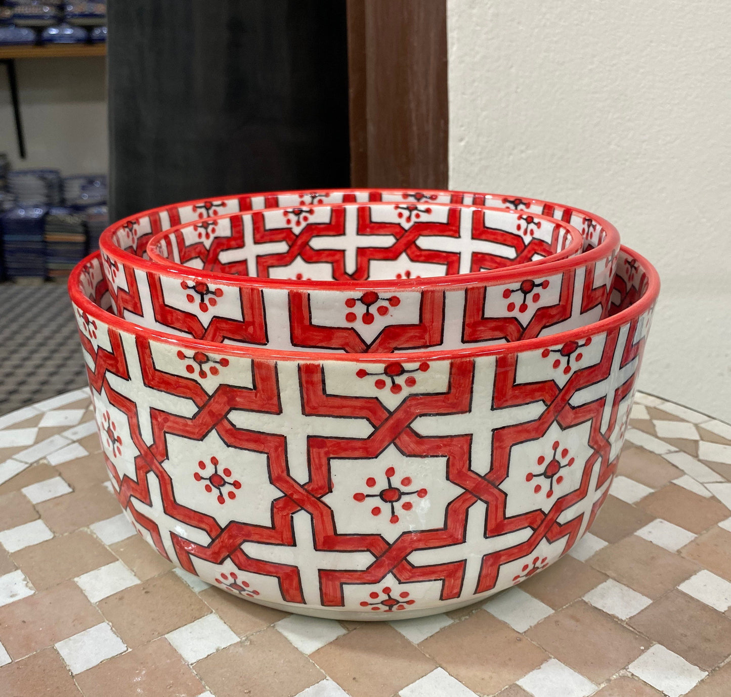 Fes Ceramic Salad Bowl, Handmade and Hand-Painted/ Salad Bowl.