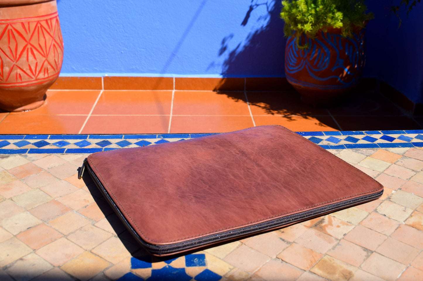 Moroccan Real Leather Handmade Laptop Cover 12 Inch Max, Brown Laptop Sleeve, Leather Laptop Case, Gift for Him or Her, Leather Tab Cover