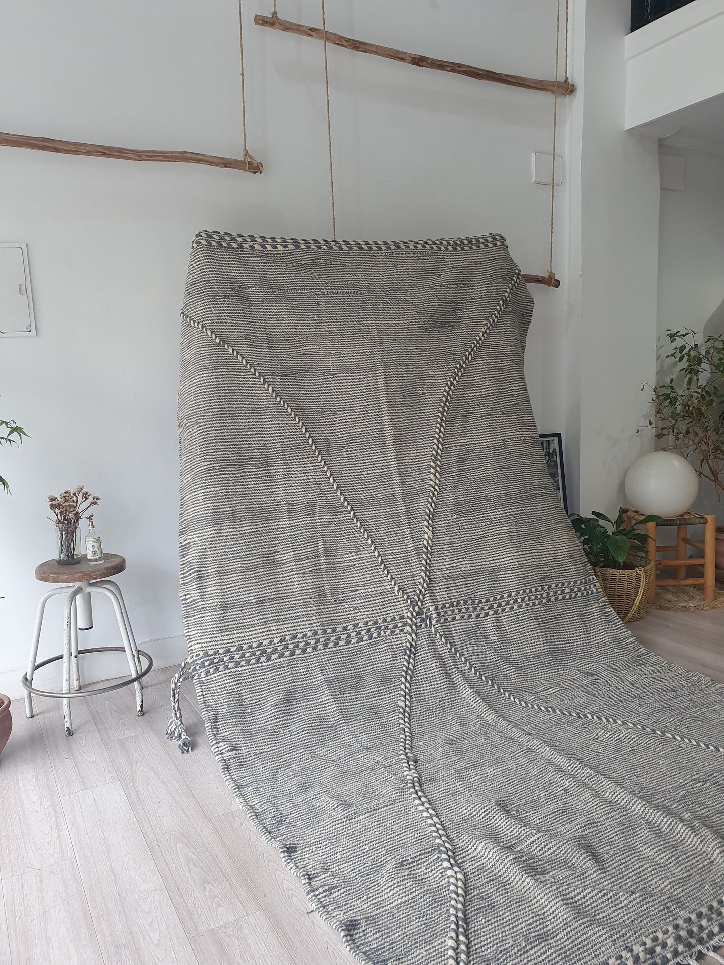 10.8Ft by 5.9Ft Handmade Moroccan Rug, Gray Handmade Rug, Zanafi Rug, Kilim Carpet, Moroccan Beni Ourain