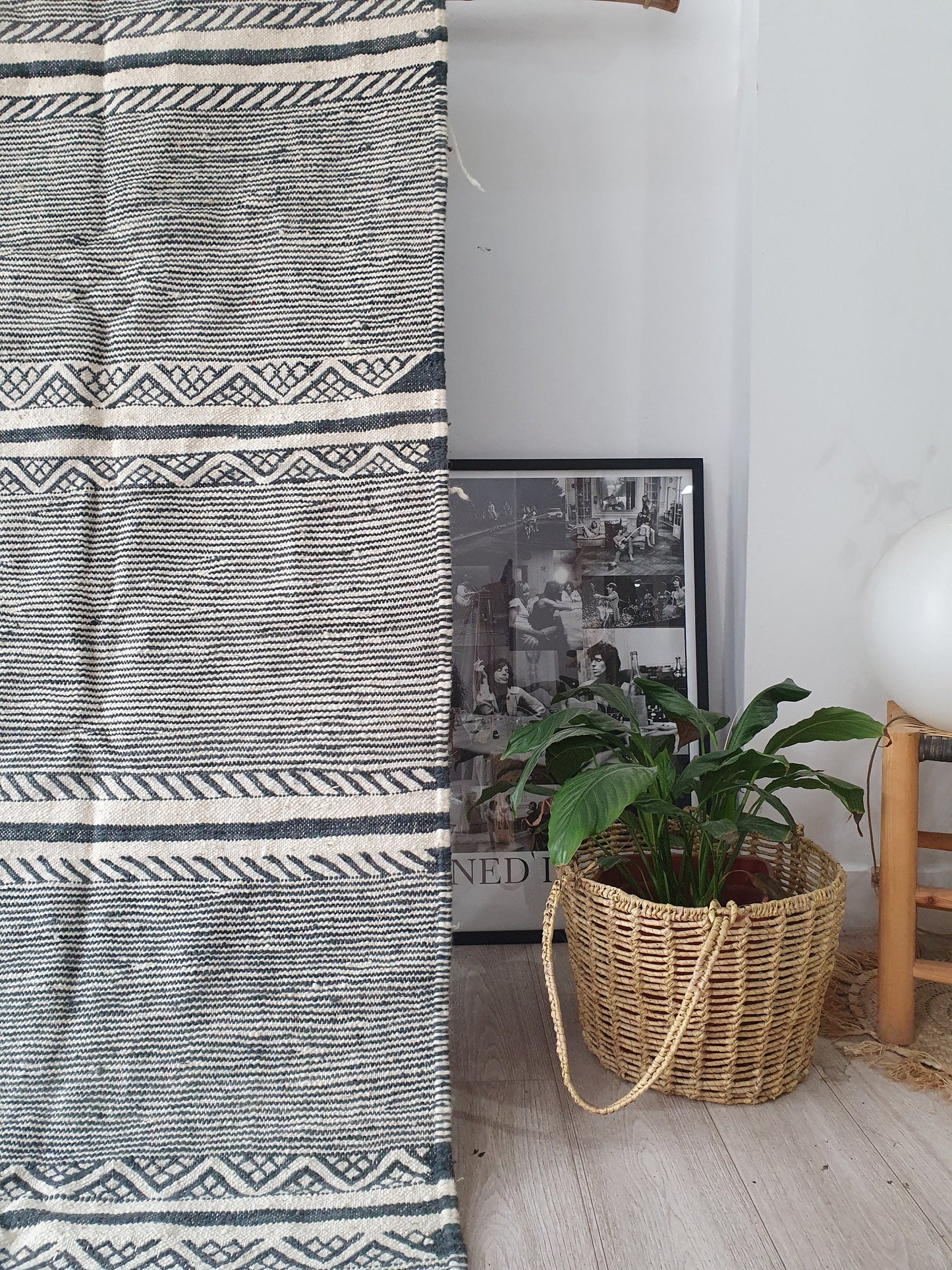 8Ft by 4.6Ft Handmade Moroccan Rug, Gray Handmade Rug, Zanafi Rug, Kilim Carpet, Moroccan Beni Ourain