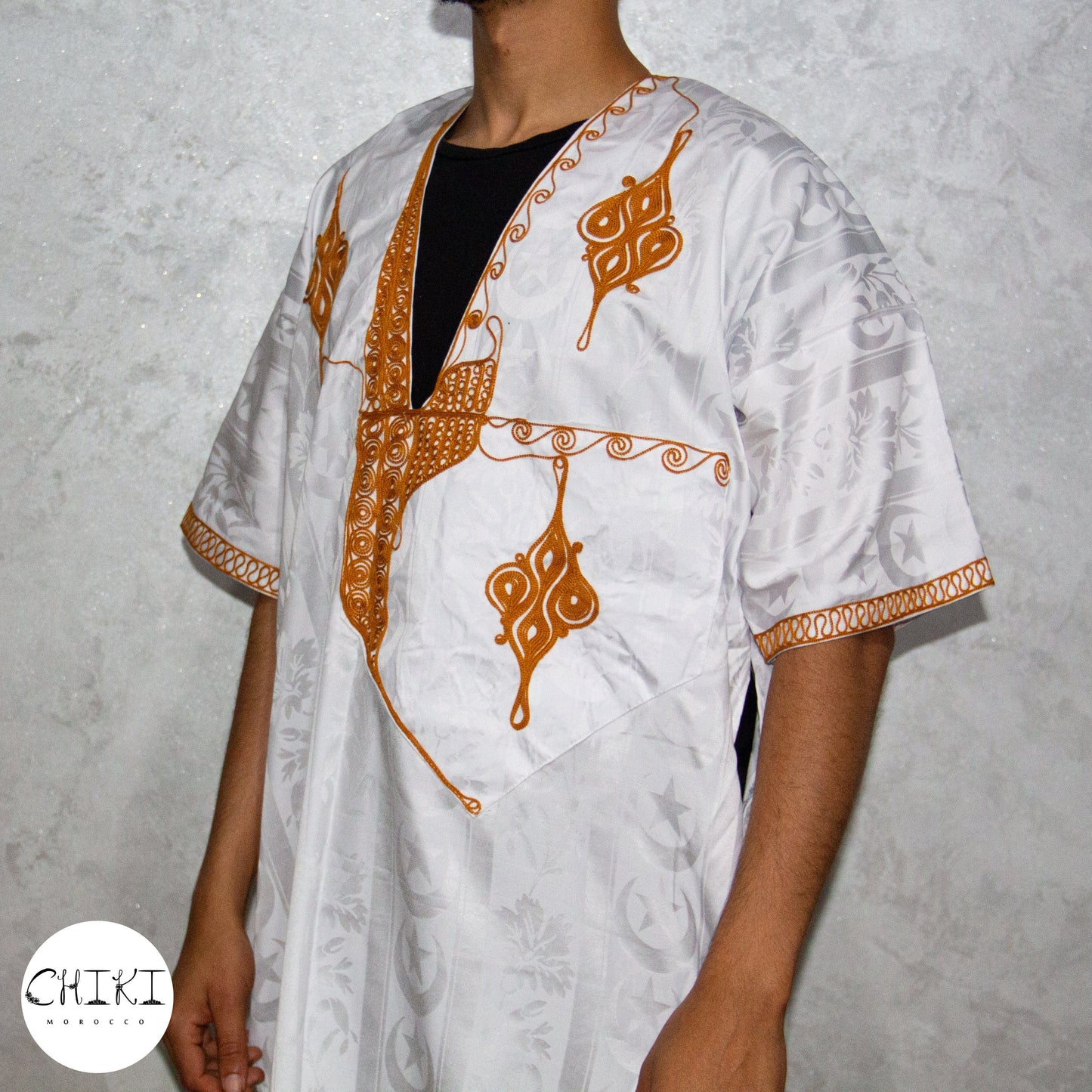 Tuareg Clothing Gandora with Tuareg Scarf , Djellaba Sahraoui, Tuareg Scarf , Tuareg Dress White, Tuareg Blue Men, African Tuareg Blue Dress