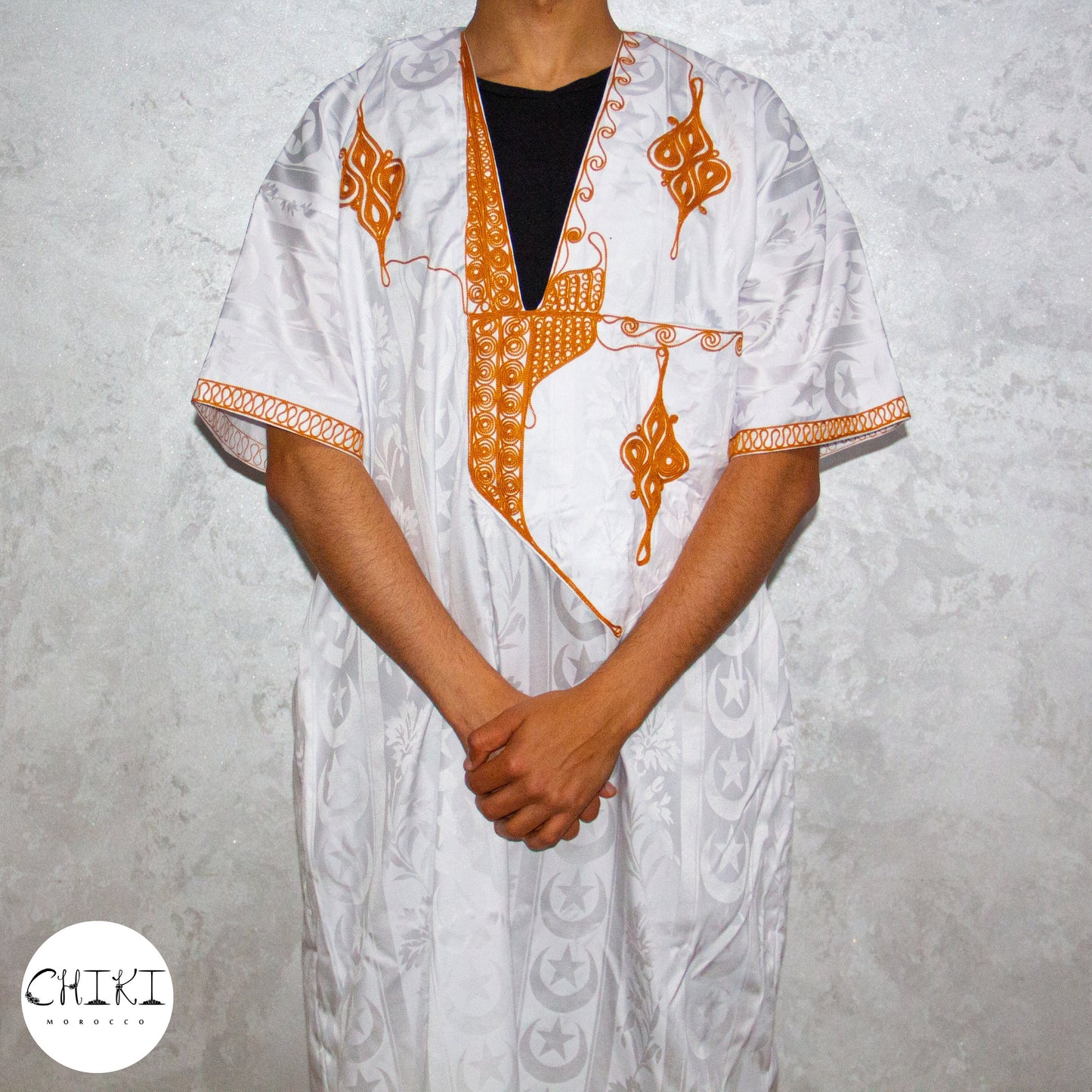 Tuareg Clothing Gandora with Tuareg Scarf , Djellaba Sahraoui, Tuareg Scarf , Tuareg Dress White, Tuareg Blue Men, African Tuareg Blue Dress