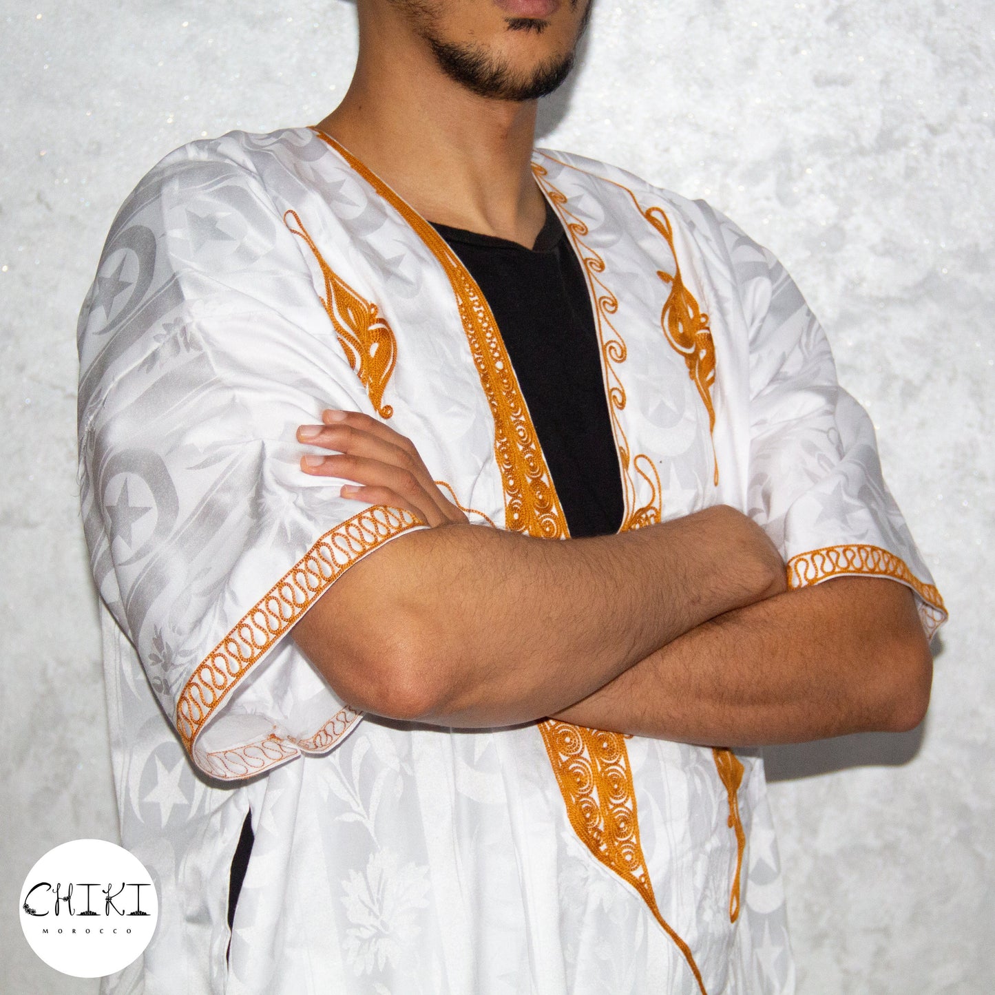 Tuareg Clothing Gandora with Tuareg Scarf , Djellaba Sahraoui, Tuareg Scarf , Tuareg Dress White, Tuareg Blue Men, African Tuareg Blue Dress