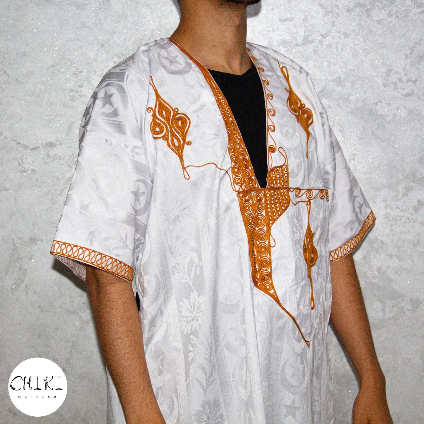 Tuareg Clothing Gandora with Tuareg Scarf , Djellaba Sahraoui, Tuareg Scarf , Tuareg Dress White, Tuareg Blue Men, African Tuareg Blue Dress