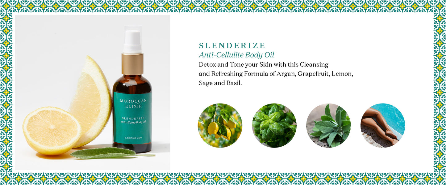 SLENDERIZE Detoxifying Body Oil Argan Oil with Organic Sage, Basil, Lemon and White Grapefruit