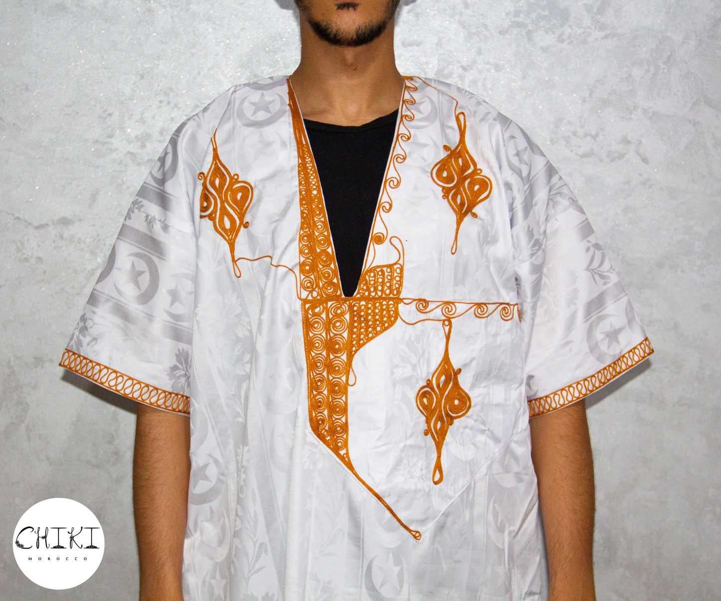 Tuareg Clothing Gandora with Tuareg Scarf , Djellaba Sahraoui, Tuareg Scarf , Tuareg Dress White, Tuareg Blue Men, African Tuareg Blue Dress