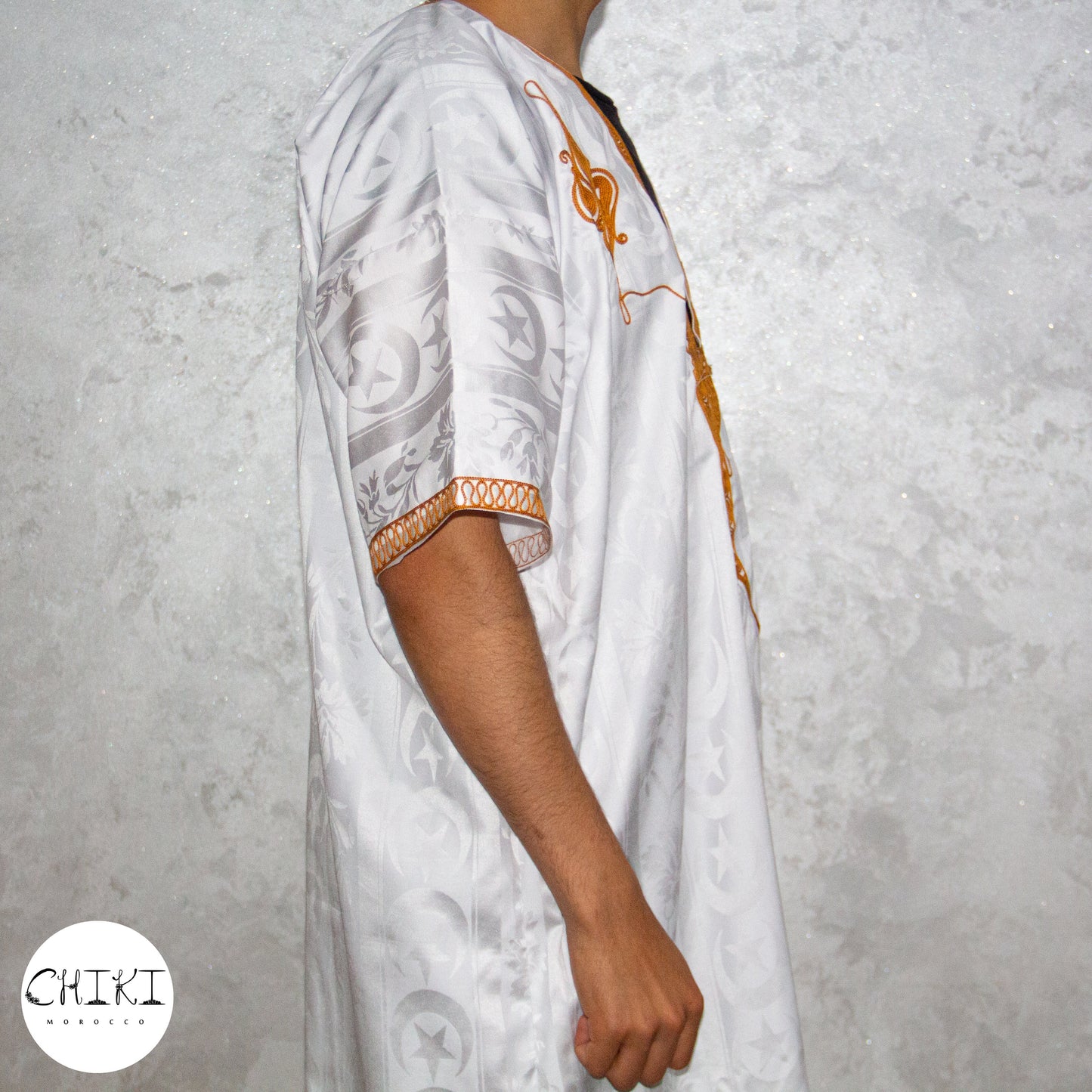 Tuareg Clothing Gandora with Tuareg Scarf , Djellaba Sahraoui, Tuareg Scarf , Tuareg Dress White, Tuareg Blue Men, African Tuareg Blue Dress