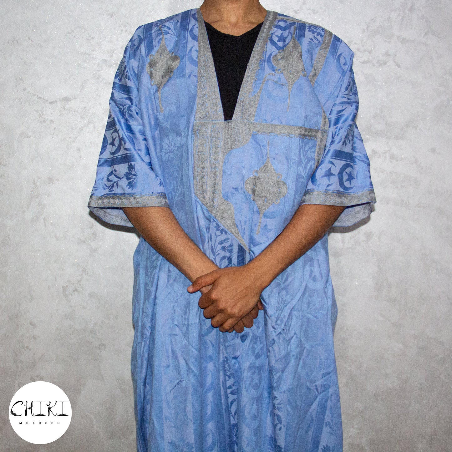 Tuareg Clothing Gandora with Tuareg Scarf , Djellaba Sahraoui, Tuareg Scarf , Tuareg Dress Bleu , Tuareg Blue Men, African Tuareg Blue Dress