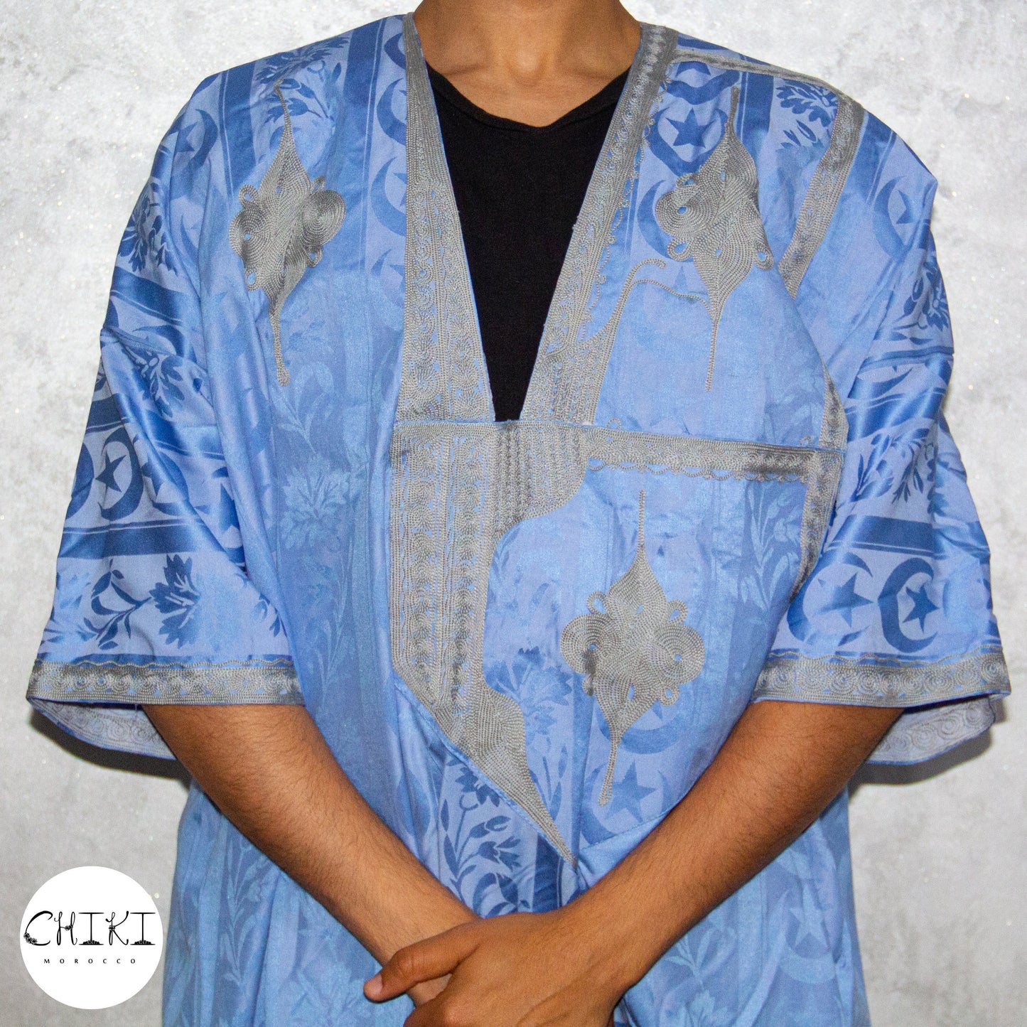 Tuareg Clothing Gandora with Tuareg Scarf , Djellaba Sahraoui, Tuareg Scarf , Tuareg Dress Bleu , Tuareg Blue Men, African Tuareg Blue Dress