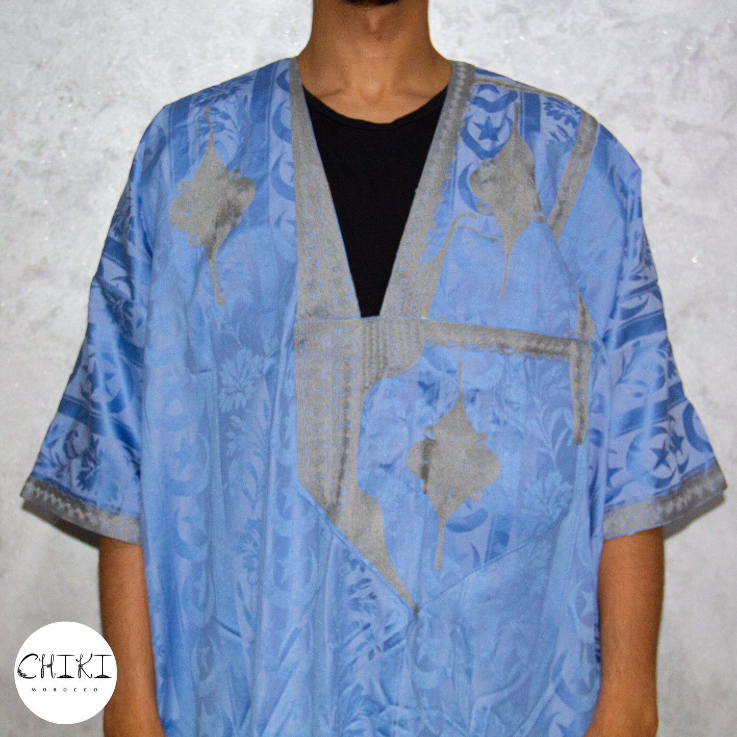 Tuareg Clothing Gandora with Tuareg Scarf , Djellaba Sahraoui, Tuareg Scarf , Tuareg Dress Bleu , Tuareg Blue Men, African Tuareg Blue Dress