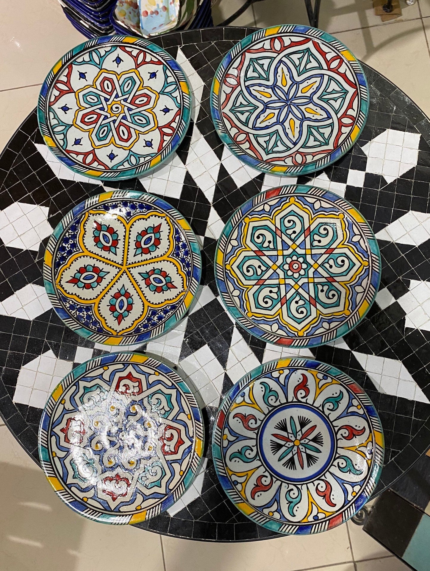 Set of 6 Moroccan Ceramic Dessert Plates Handmade.Set of 6 Moroccan Ceramic Dessert Dish Handmade