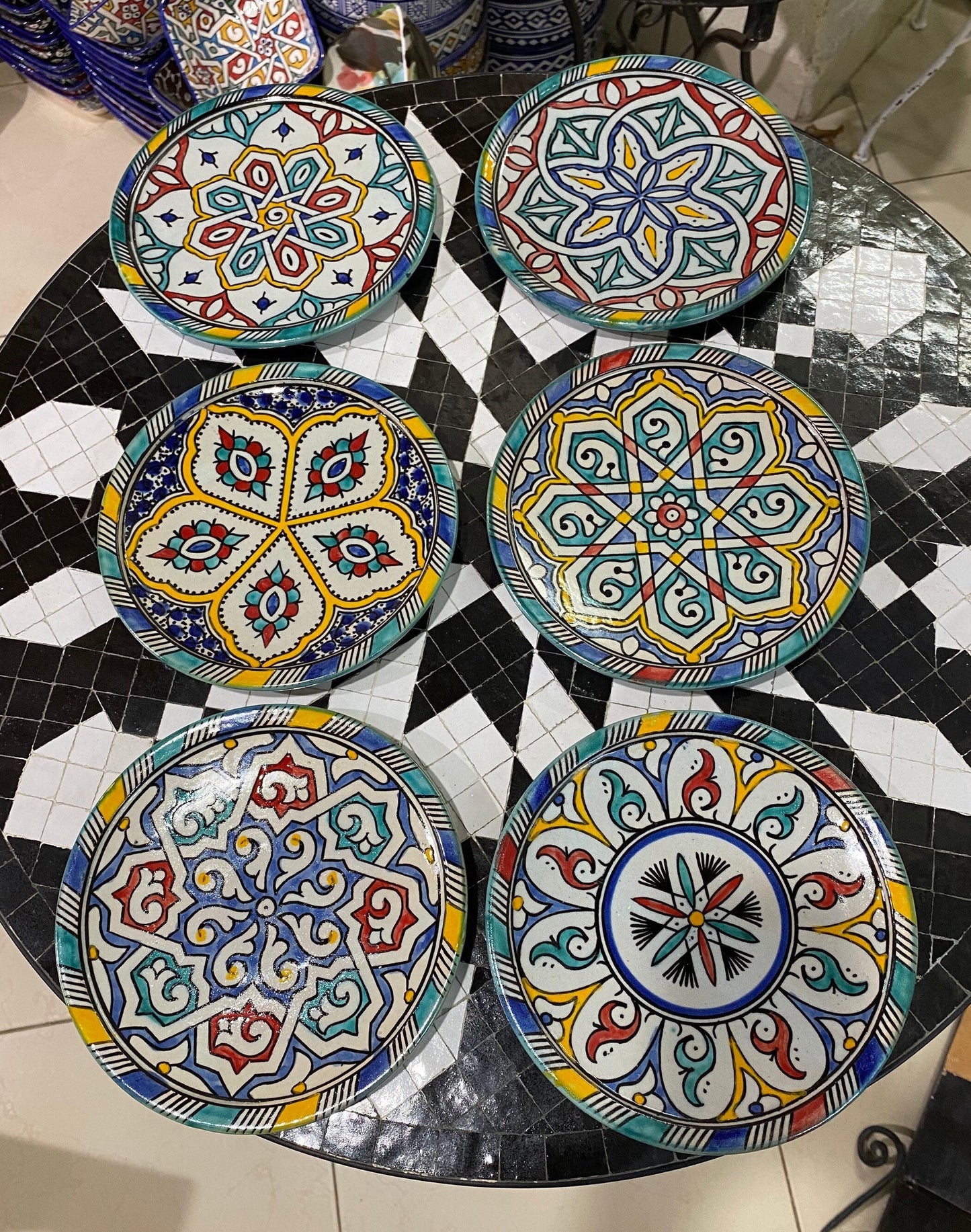 Set of 6 Moroccan Ceramic Dessert Plates Handmade.Set of 6 Moroccan Ceramic Dessert Dish Handmade