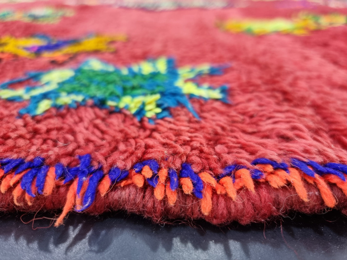Moroccan Boujaad Rug, Authentic Handmade Rug, Sheep Wool and Cotton Rug, Geometric Boujad Rug, Red Berber Rug, Tribal Rug, Bohemian Rug.