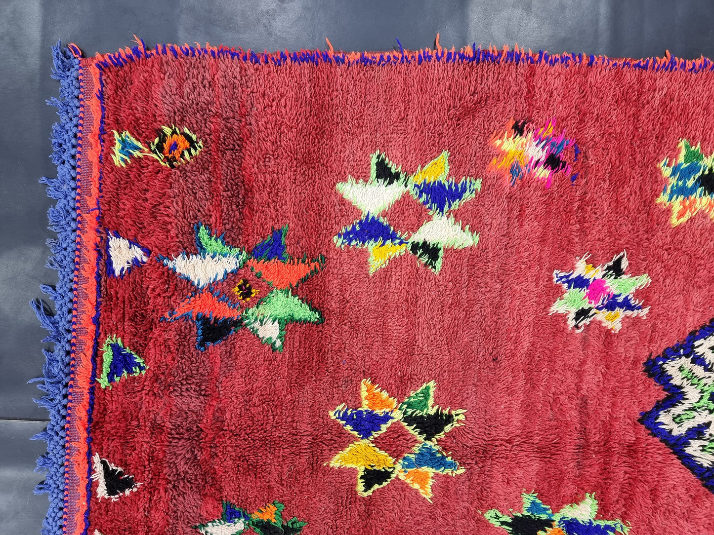 Moroccan Boujaad Rug, Authentic Handmade Rug, Sheep Wool and Cotton Rug, Geometric Boujad Rug, Red Berber Rug, Tribal Rug, Bohemian Rug.