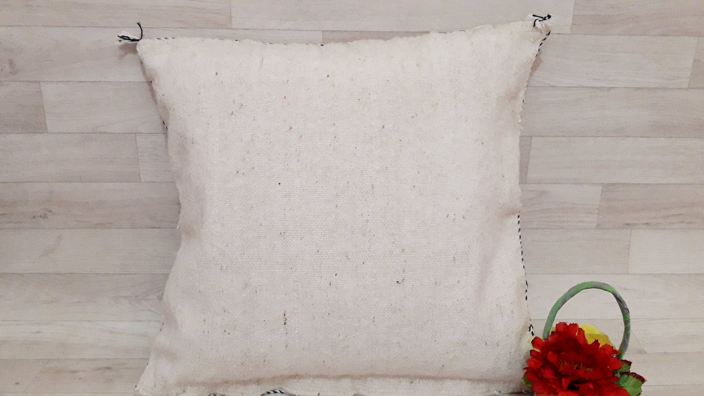 Beni Ourain Cushion Cover - White Wool Pillow Cover - Handmade Morocco Pillow-Moroccan Pillow -Berber Pillow-Pillow-Cushion