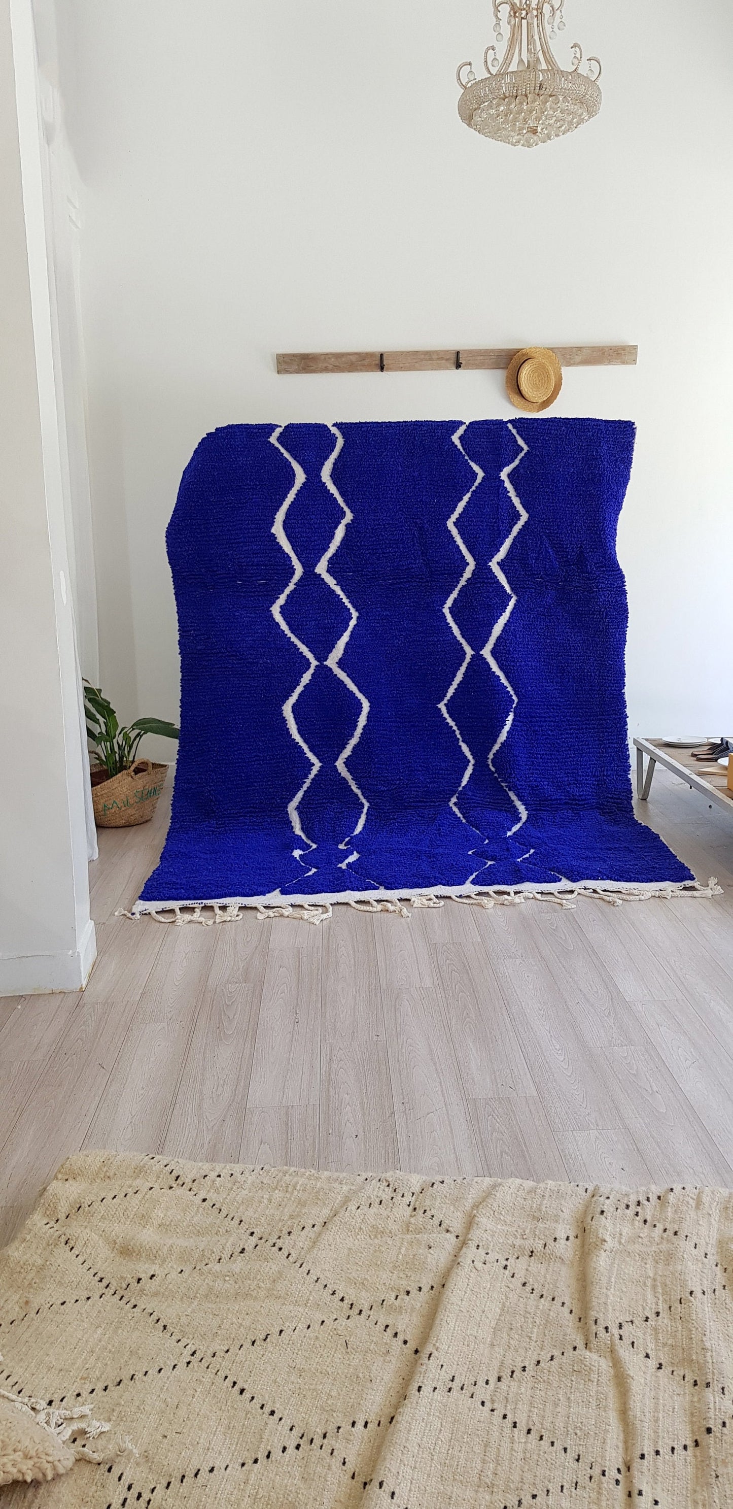 Beni Ourain Rug, Diamond Rug, Blue Rug, Berber Rug, Moroccan Rug, Bedroom Rug, Abstract Rug, Wool Rug