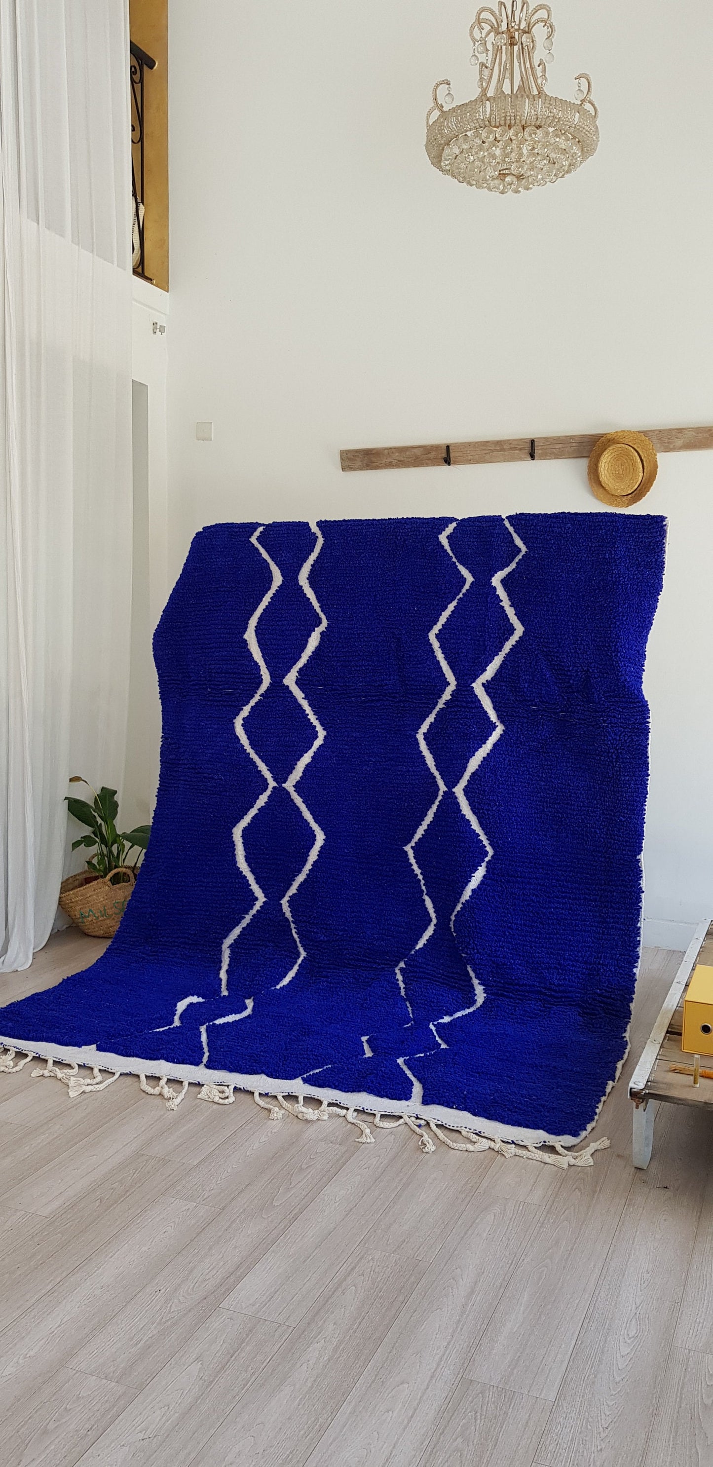 Beni Ourain Rug, Diamond Rug, Blue Rug, Berber Rug, Moroccan Rug, Bedroom Rug, Abstract Rug, Wool Rug