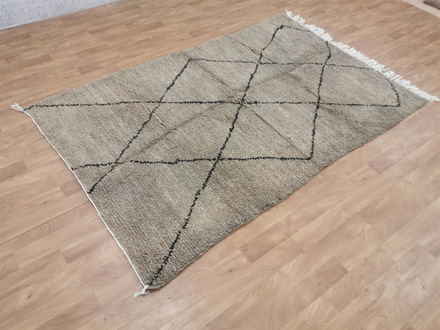 Beni Ouarain Brown Black Moroccan Rugs - Moroccan Beni Ourain Rug Style - Morrocan Rug Wool Berber Design - Handmade Rug - Berber Rugs Style