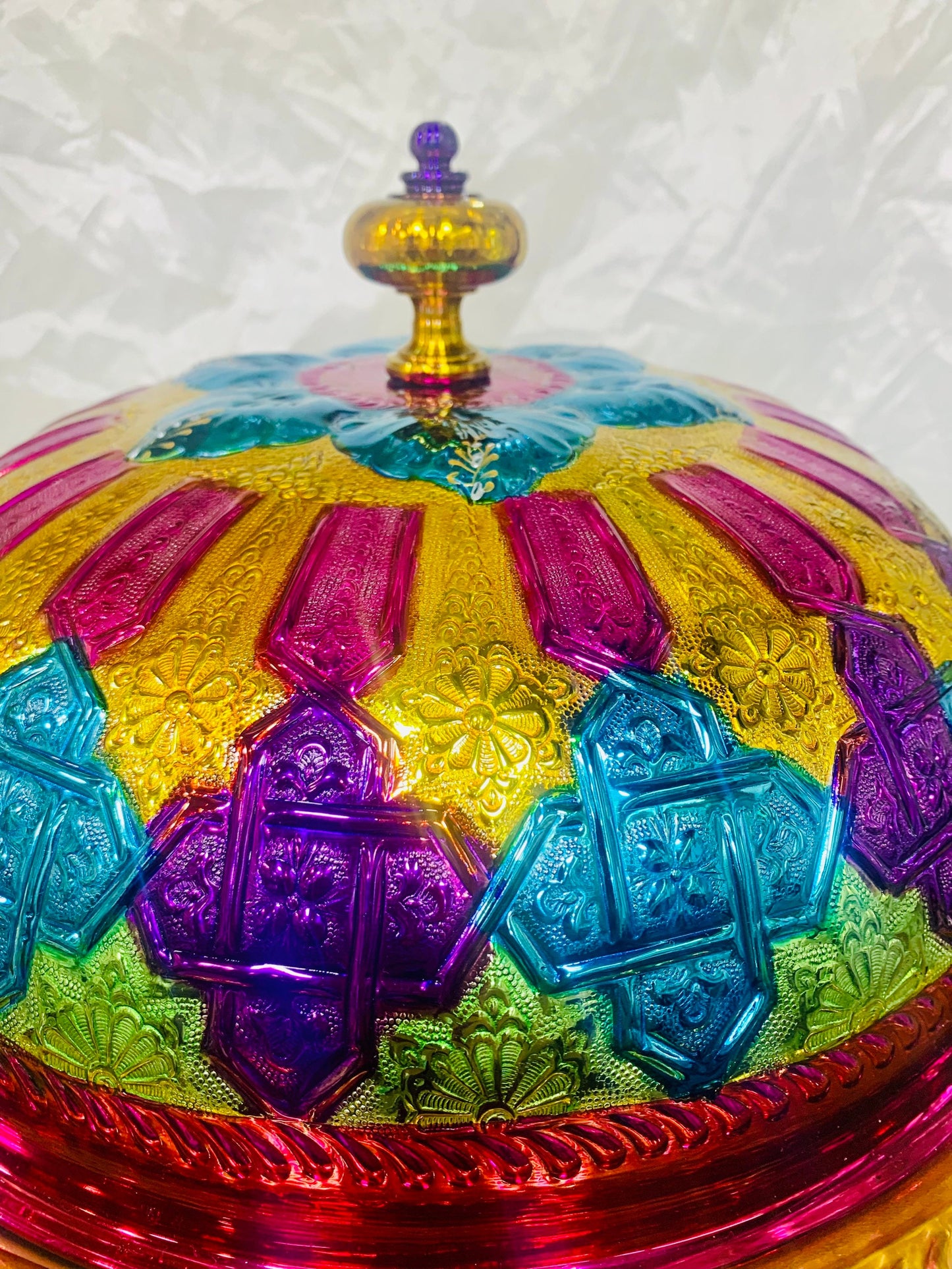 Moroccan Handmade Luxurious Brass Hand Painted Serving Platter Food Dome Cover and Serving Tray