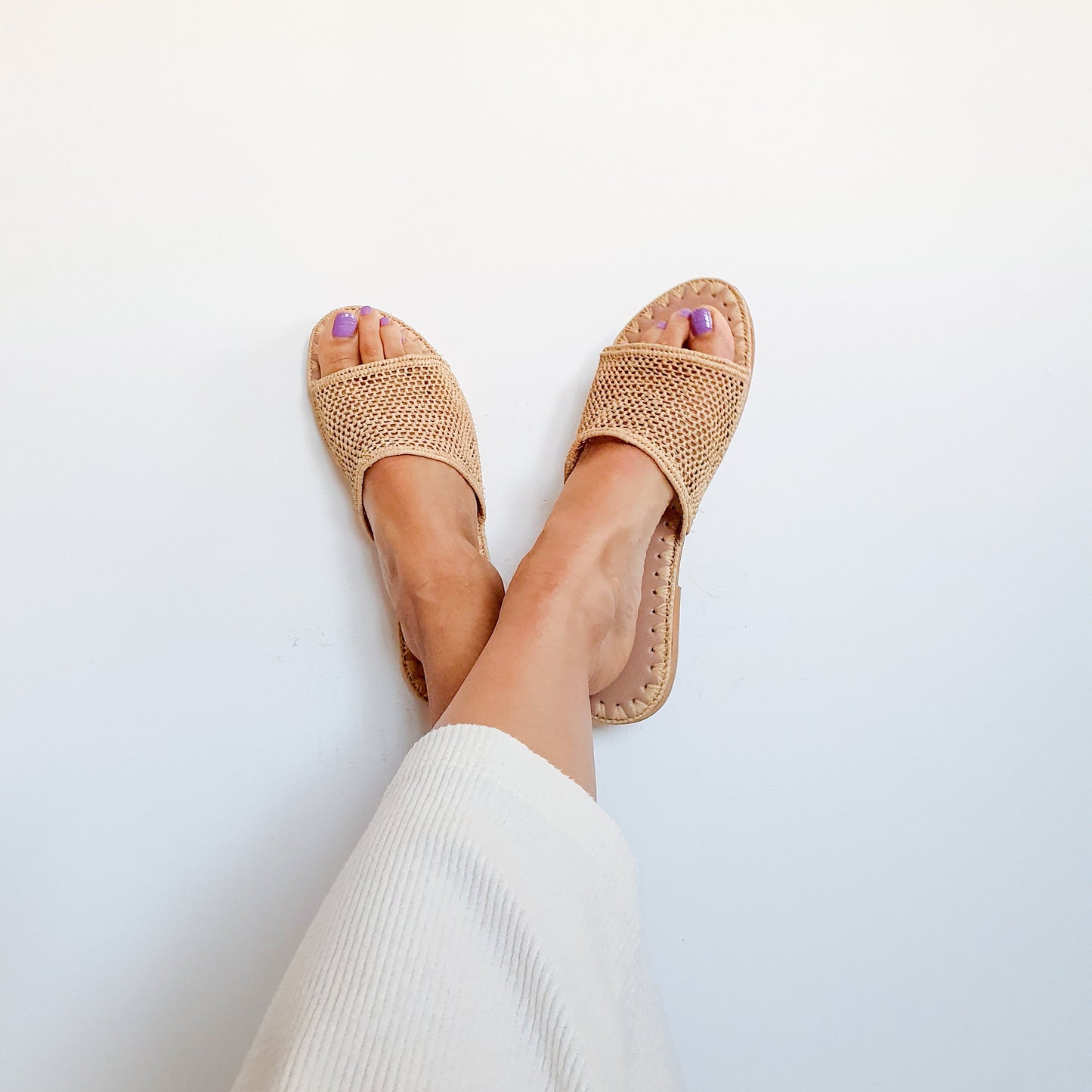 Raffia Shoes Handmade Sandals Summer Mules Moroccan Shoes Raphia Flats Babouch