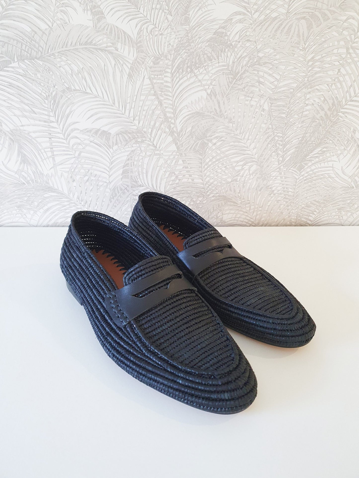 Raffia Men Shoes, Men Loafers, Handmade Men Shoes, Moroccan Men Shoes, High End Raphia Loafer, Black Men Loafers