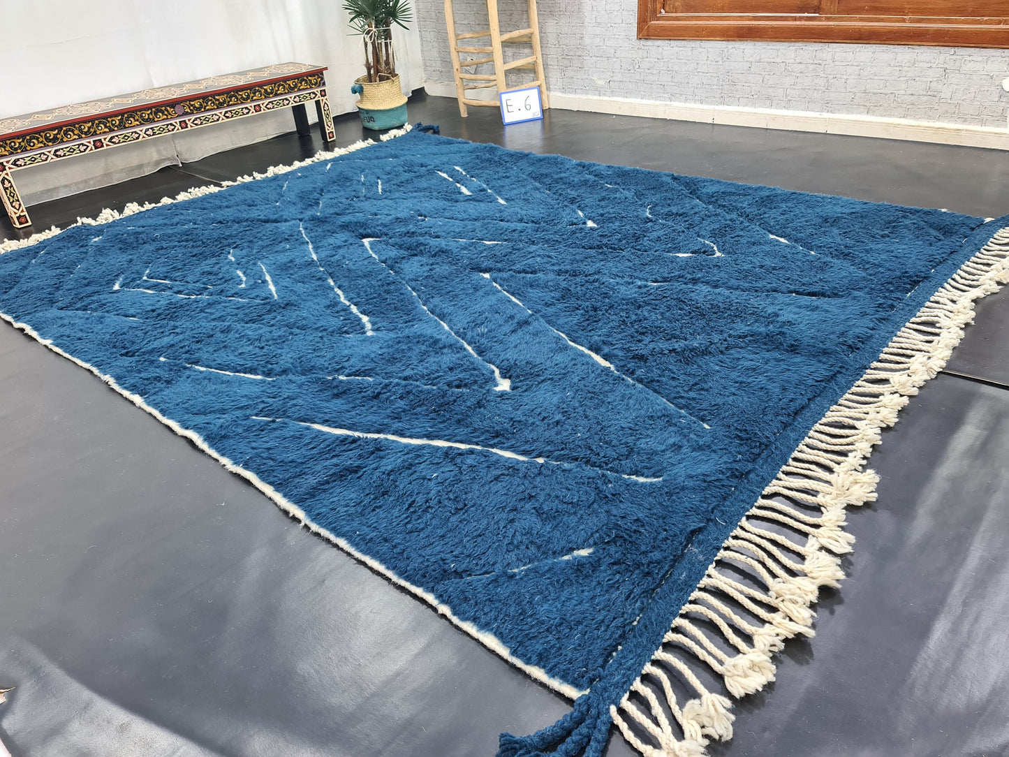BLUE BENIOURAIN RUG, Moroccan Blue Rug, Area Wool Rug, Geometric Diamond Rug, Aegean Blue Rug, Area Rug, Bohemian Rug, Large Handmade Rug