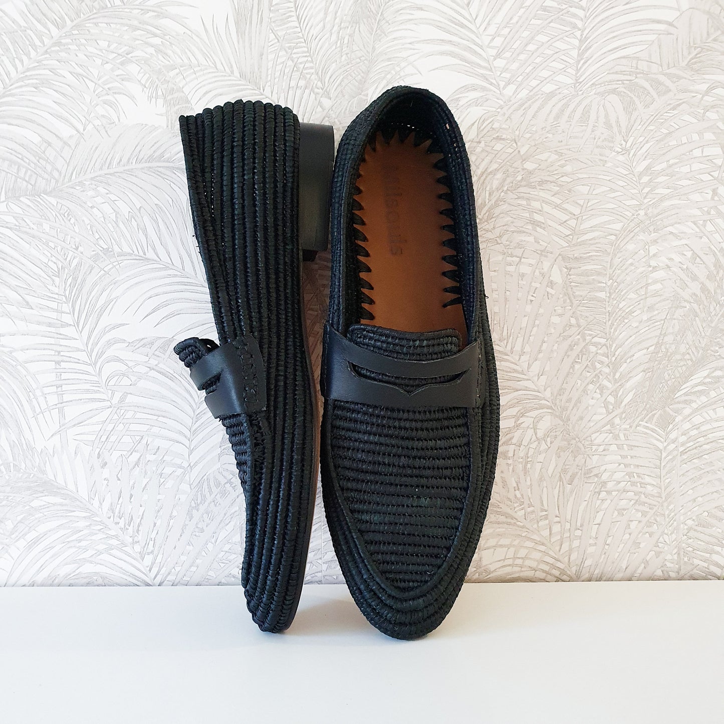 Raffia Men Shoes, Men Loafers, Handmade Men Shoes, Moroccan Men Shoes, High End Raphia Loafer, Black Men Loafers
