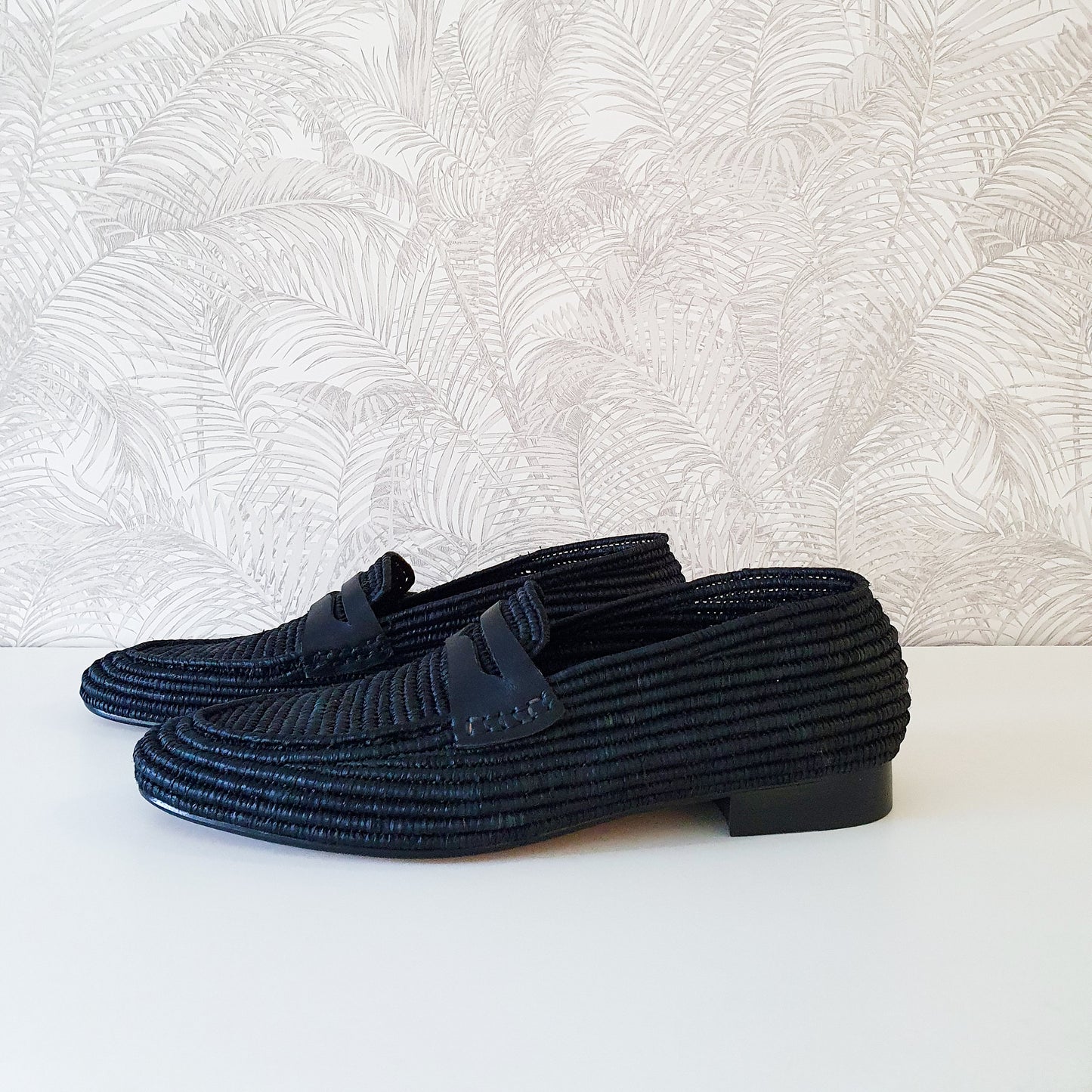 Raffia Men Shoes, Men Loafers, Handmade Men Shoes, Moroccan Men Shoes, High End Raphia Loafer, Black Men Loafers