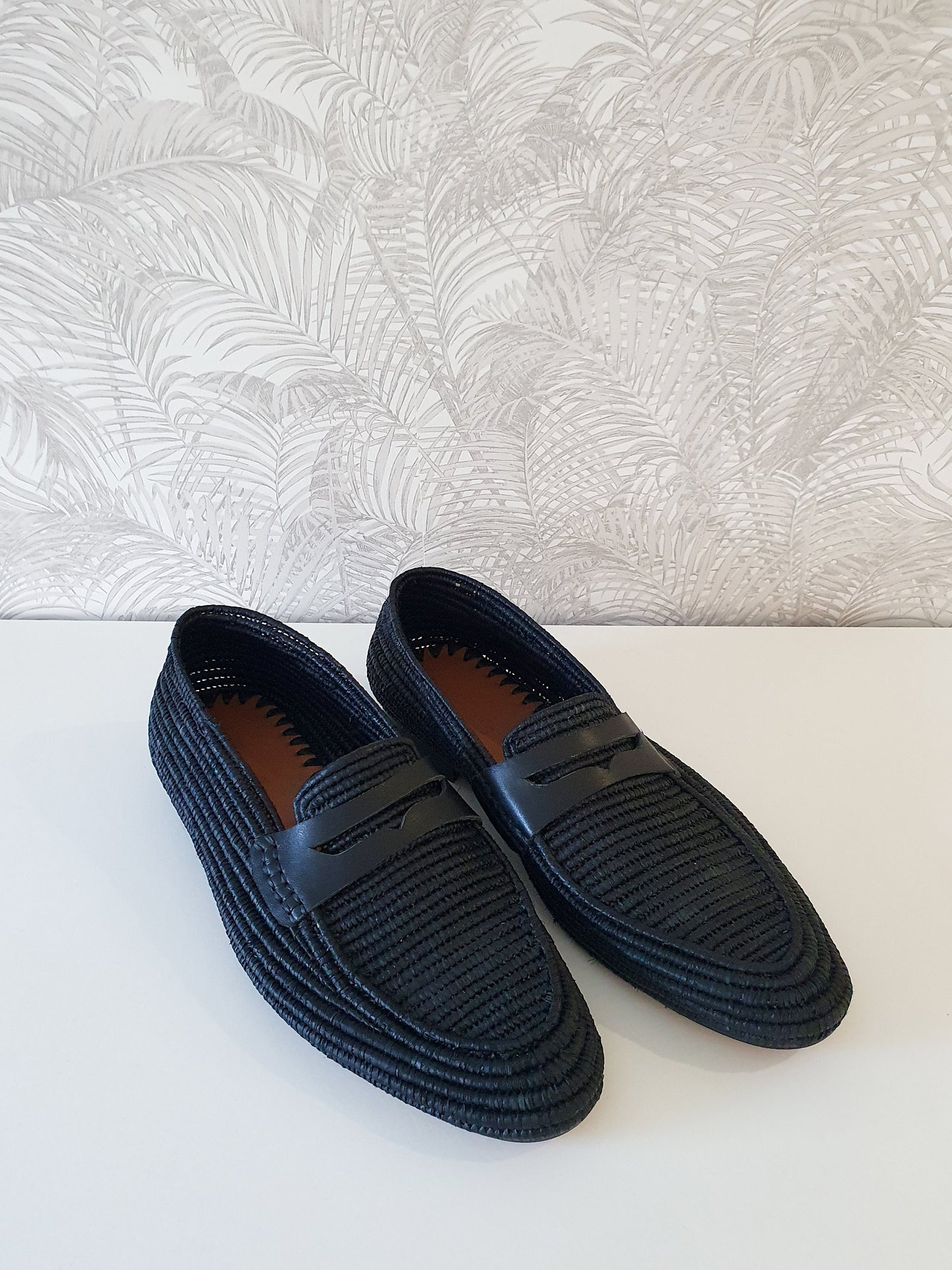 Raffia Men Shoes, Men Loafers, Handmade Men Shoes, Moroccan Men Shoes, High End Raphia Loafer, Black Men Loafers