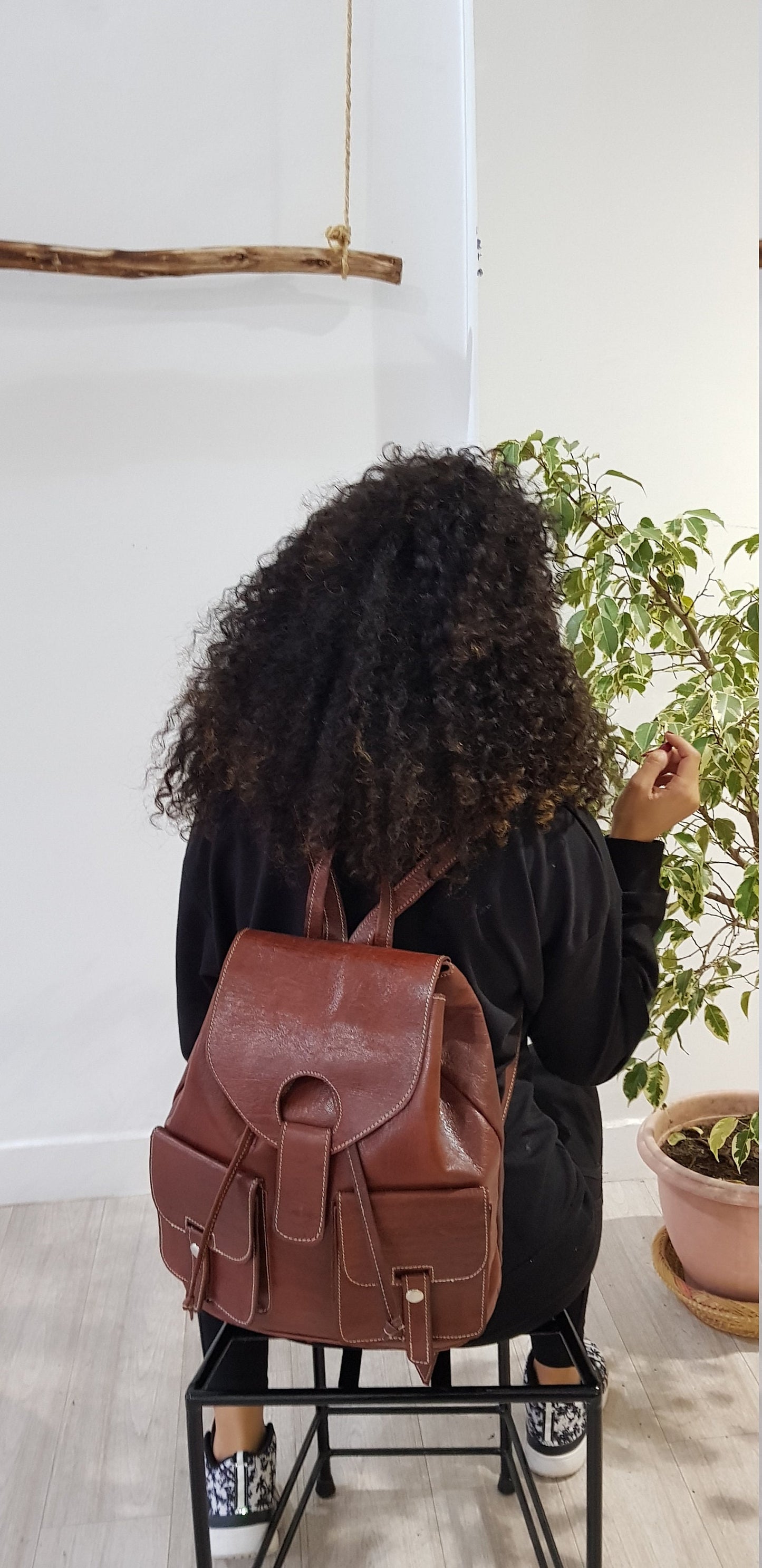 Moroccan Backpack, Real Leather Bag ,Berber Handmade Backpack, Shoulder Bag, Brown Backpack