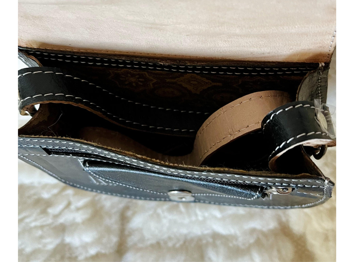 Moroccan Leather Bag, Genuine Leather Crossbody Bag, Moroccan Shoulder Bag, Women'S Leather Bag, Handmade Carved Leather Bag, Black Boho Bag