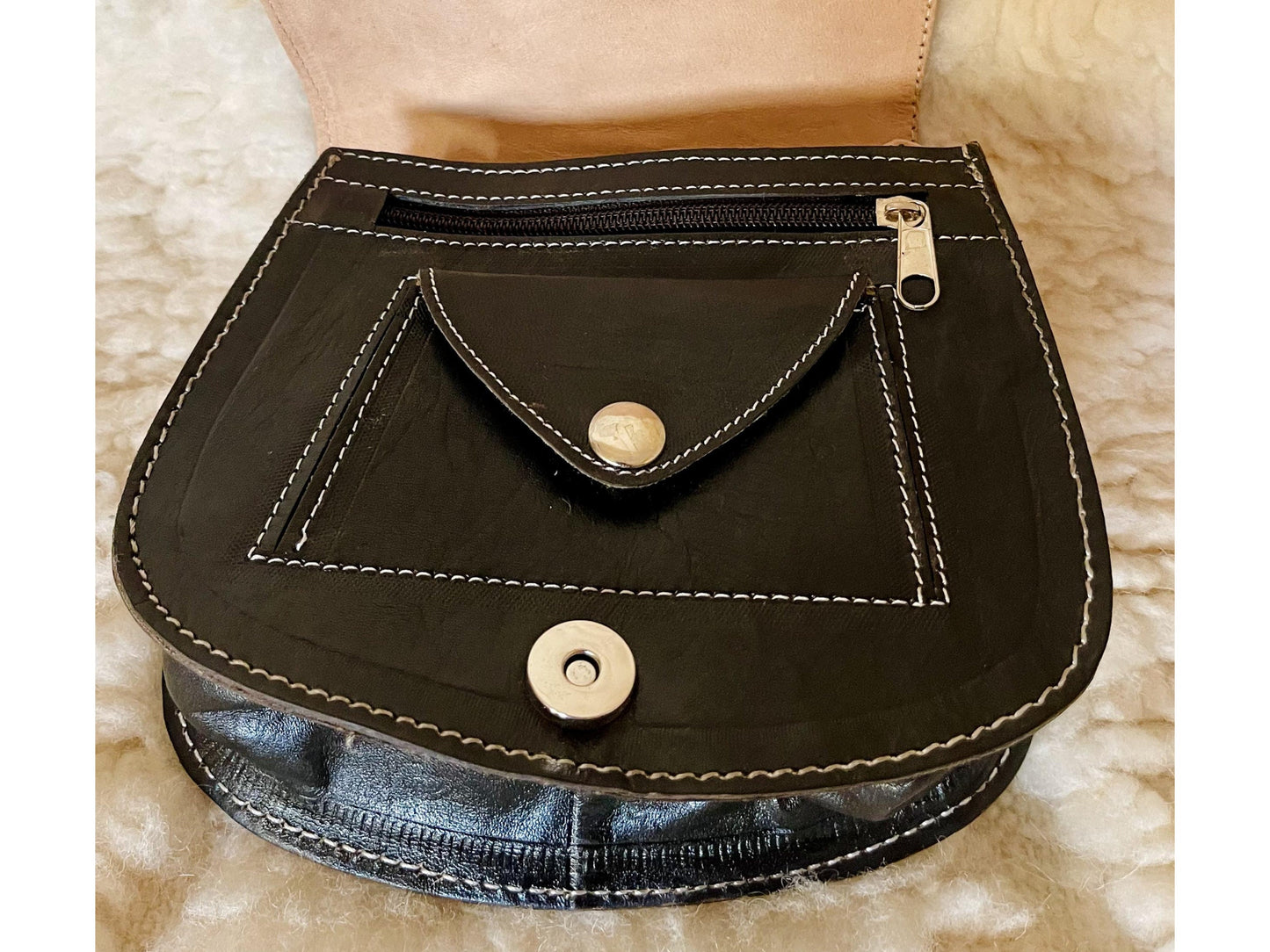 Moroccan Leather Bag, Genuine Leather Crossbody Bag, Moroccan Shoulder Bag, Women'S Leather Bag, Handmade Carved Leather Bag, Black Boho Bag