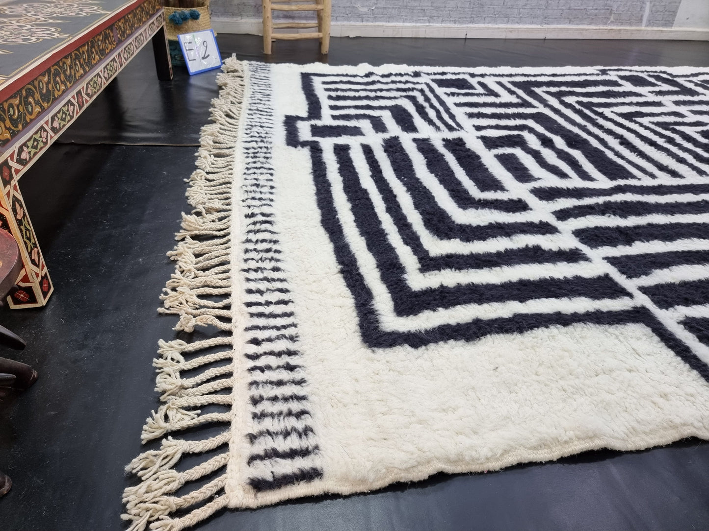 PRETTY MOROCCAN RUG, Handmade Beni Ourain Rug, Boho Black & White Rug, Custom Abstract Rug, Berber Handwoven Wool Rug, Cozy Chic Area Rug.