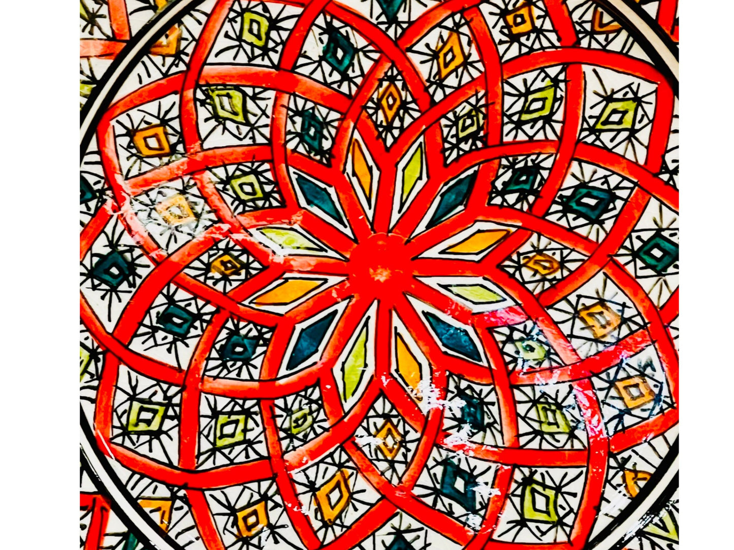 Ceramic Plate, Handmade and Hand-Painted Plate, Home and Deco, Pottery Plate, Red Plate, Moroccan Wall Art, Serving Plate, Dinner Plate