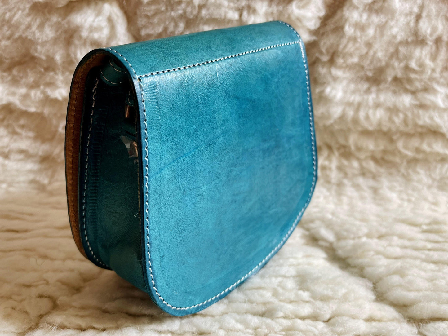 Moroccan Leather Bag, Genuine Leather Crossbody Bag, Moroccan Shoulder Bag, Women'S Leather Bag, Handmade Carved Leather Bag, Turquoise Bag
