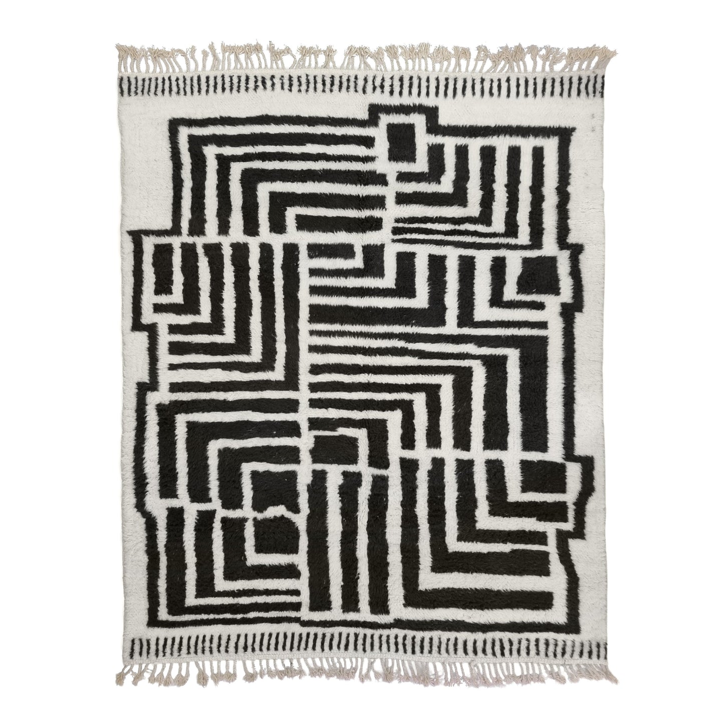PRETTY MOROCCAN RUG, Handmade Beni Ourain Rug, Boho Black & White Rug, Custom Abstract Rug, Berber Handwoven Wool Rug, Cozy Chic Area Rug.