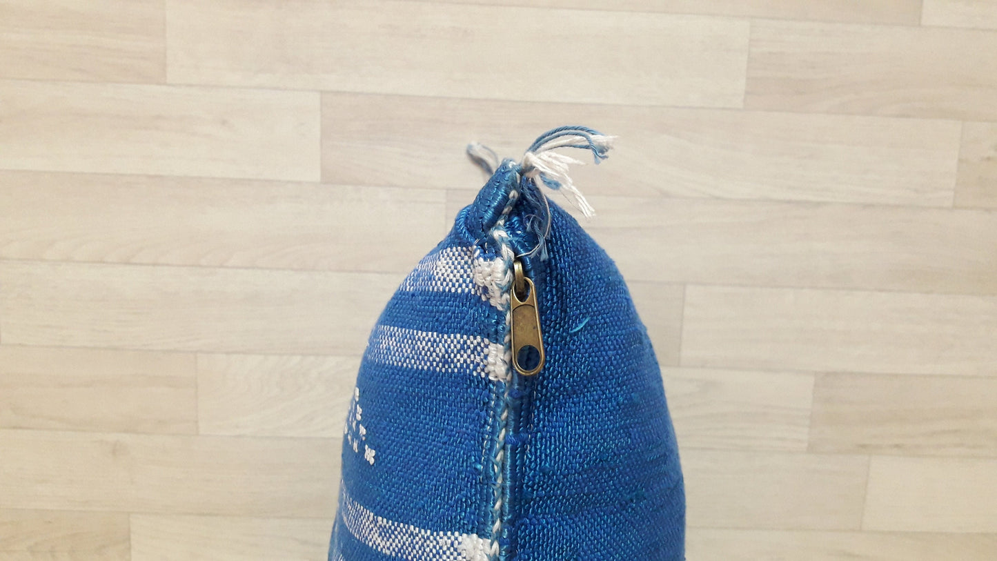 Cactus Silk Cushion Cover - Blue Sabra Pillow - Handmade Morocco Cushion