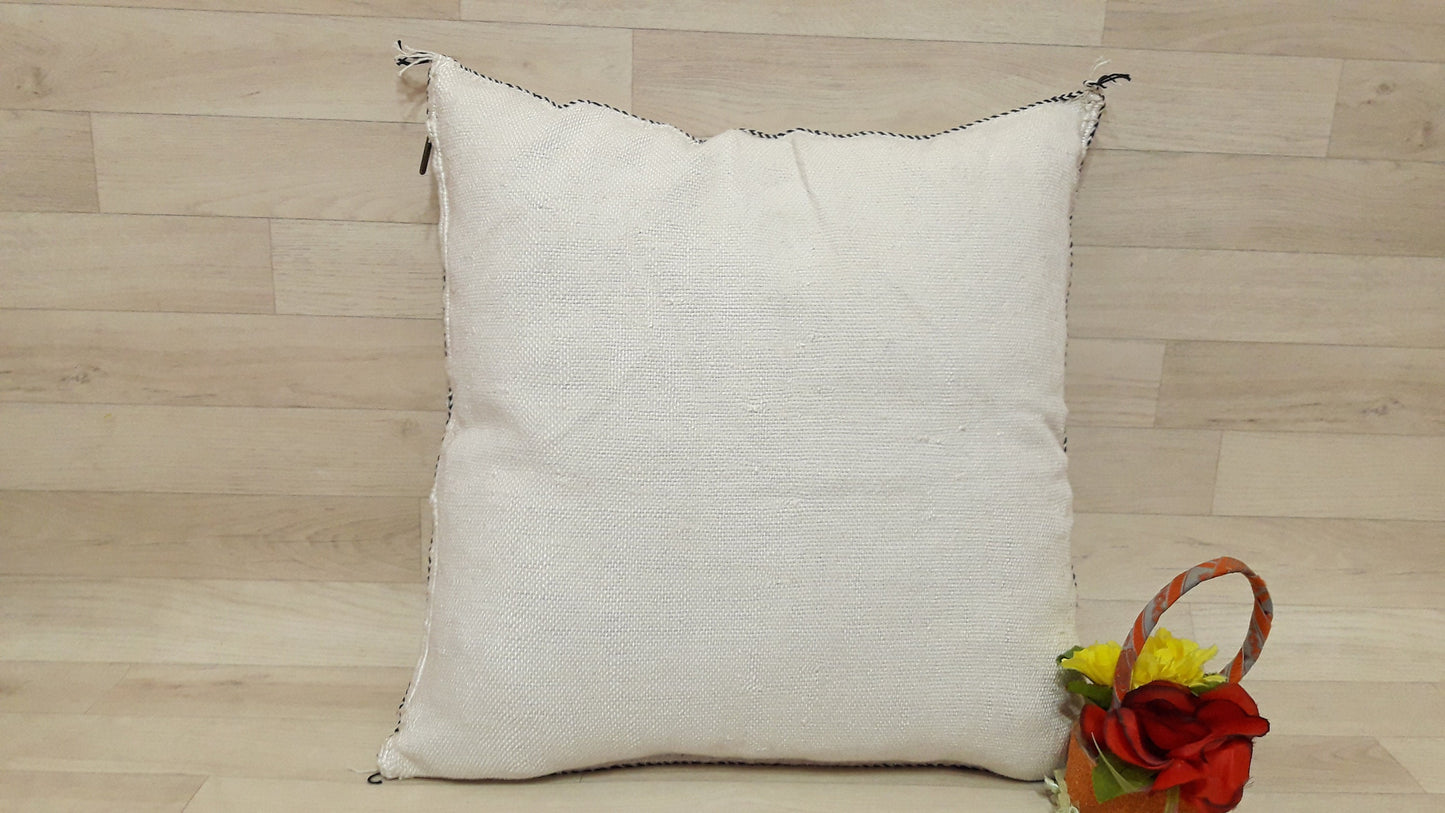 Cactus Silk Pillow Cover, Moroccan Boho Throw Pillow , Hand Woven Berber Pillow, Sabra Cactus Silk Cushion,Home Decor