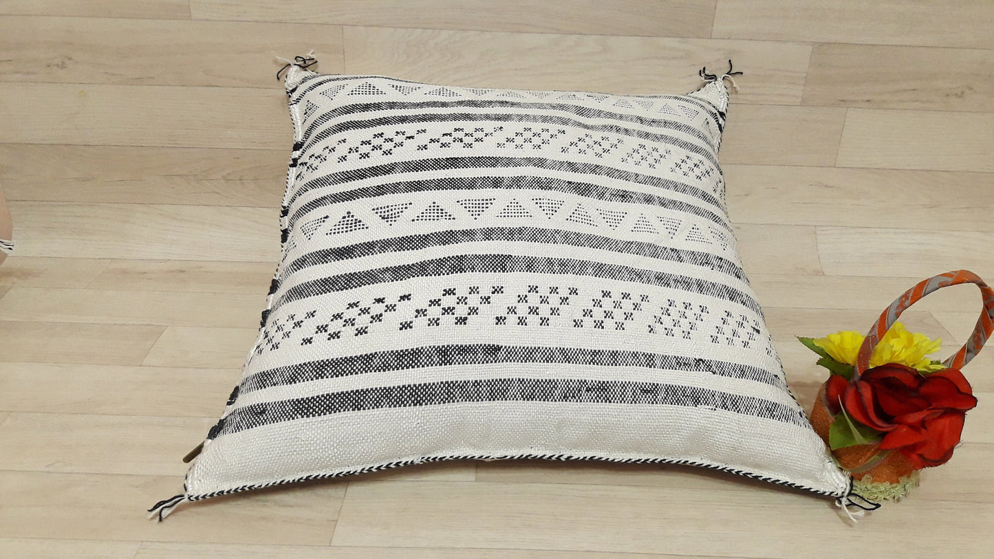 Cactus Silk Pillow Cover, Moroccan Boho Throw Pillow , Hand Woven Berber Pillow, Sabra Cactus Silk Cushion,Home Decor
