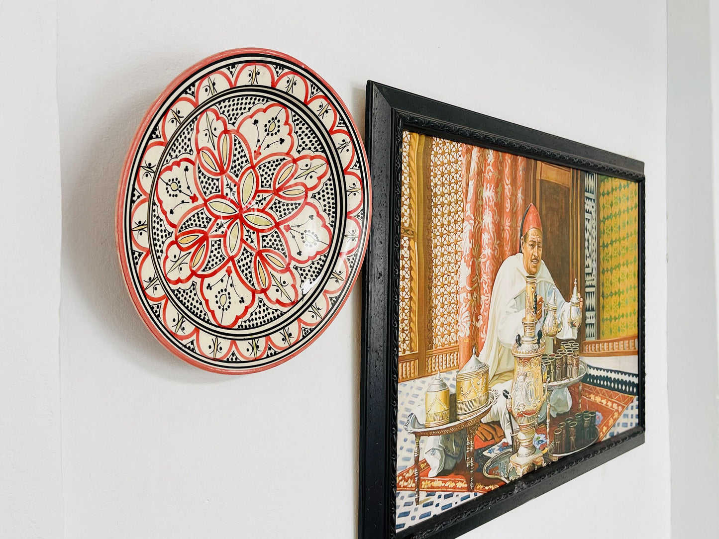 15 " Handmade Moroccan Hand-Painted Ceramic Plate , Home and Deco, Pottery Plate, Moroccan Wall Art, Very Beautiful Moroccan Antique Decor