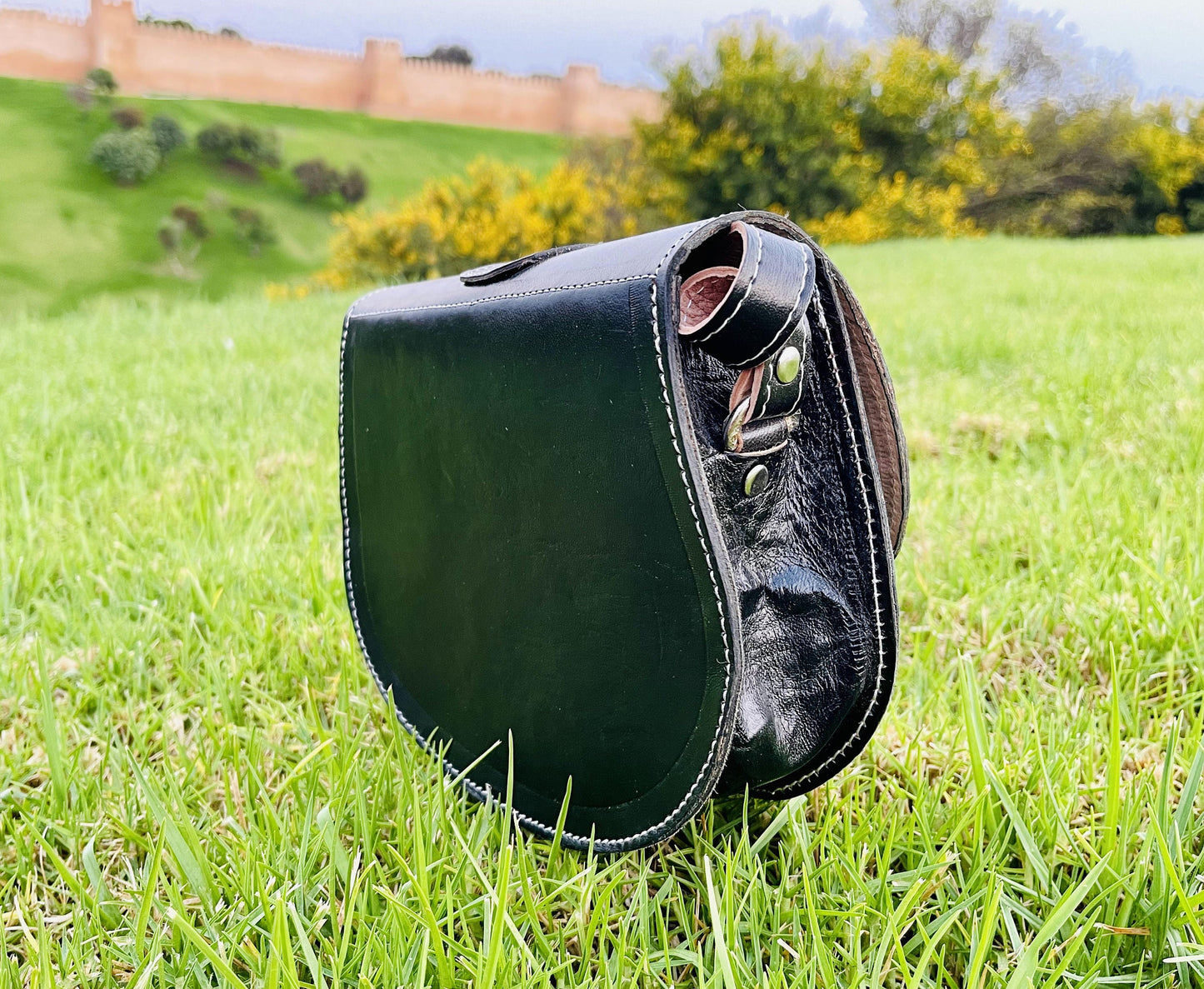 Moroccan Leather Bag, Genuine Leather Crossbody Bag, Moroccan Shoulder Bag, Women'S Leather Bag, Handmade Carved Leather Bag, Black Boho Bag